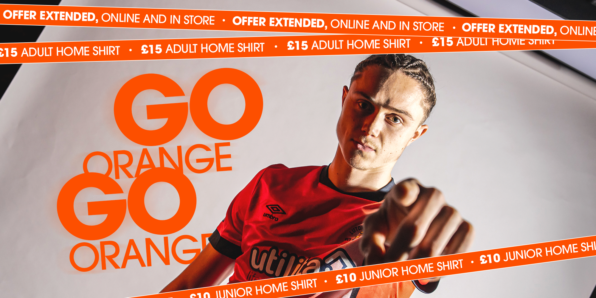 A graphic showing an offer on home shirts featuring a picture of Thelo Aasgaard pointing.