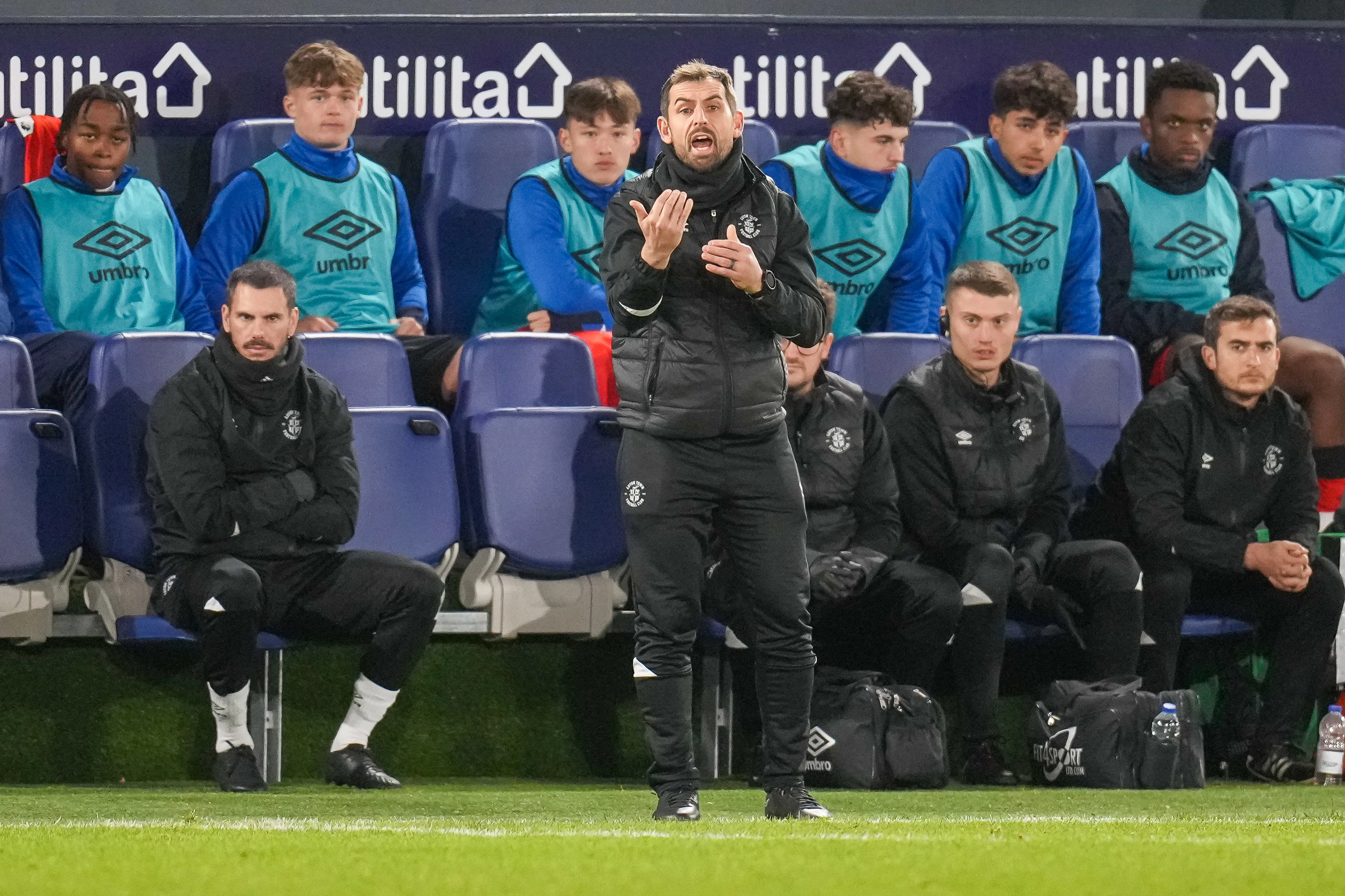 Alex Lawless on the touchline during the FA Youth Cup tie against Swindon Town in December 2023