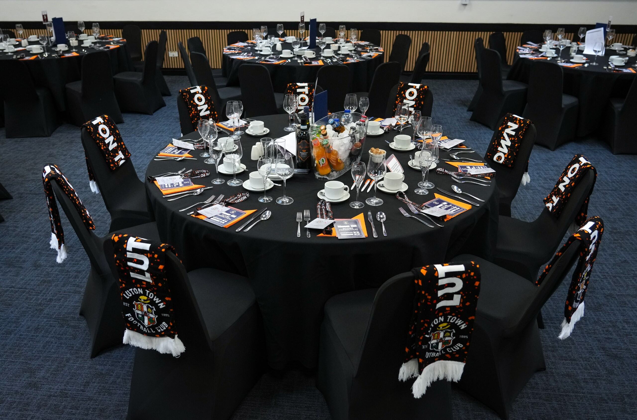 A picture of the Eric Morecambe lounge ready for a Luton Town matchday.