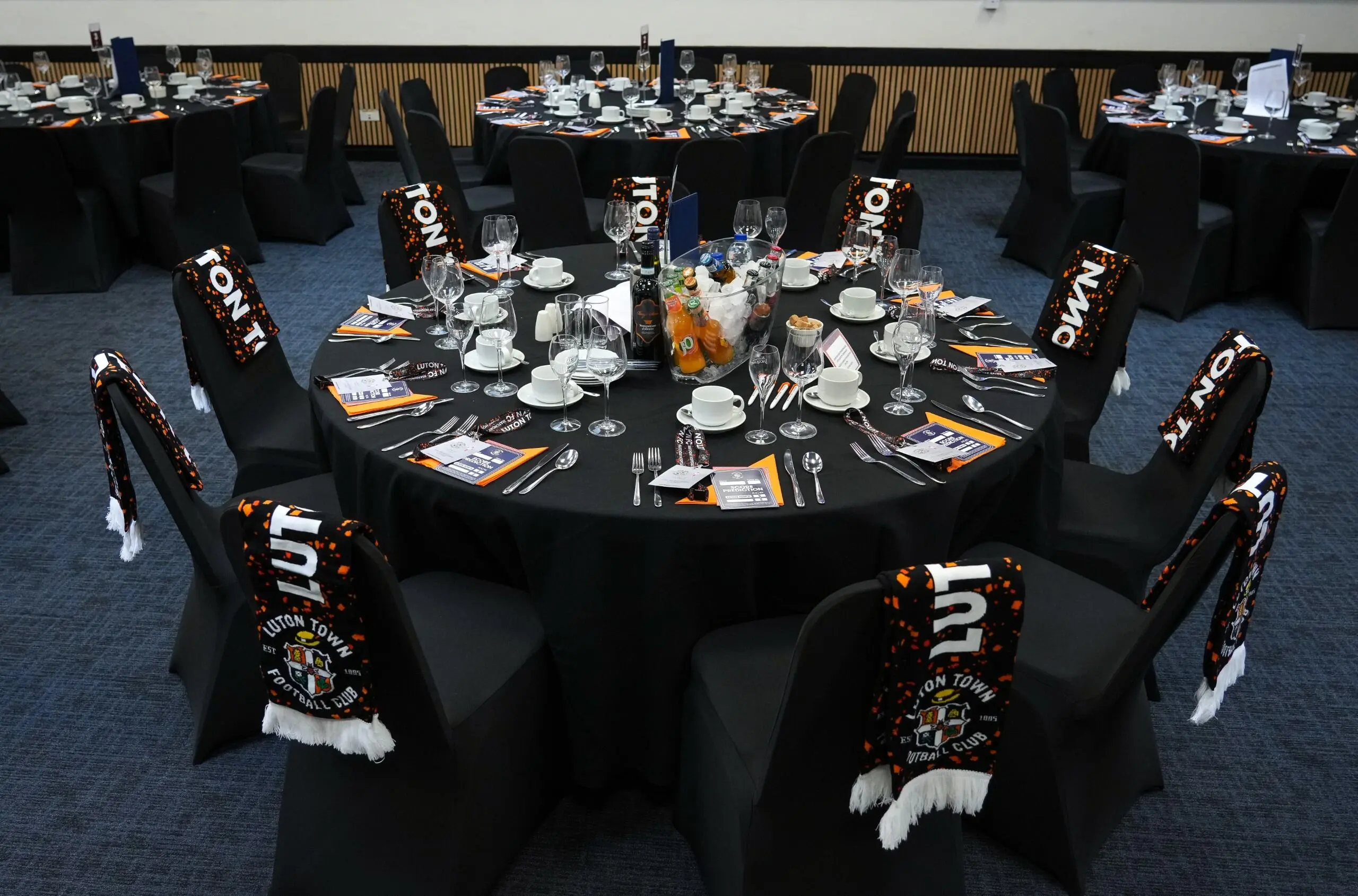 A picture of the Eric Morecambe lounge ready for a Luton Town matchday.