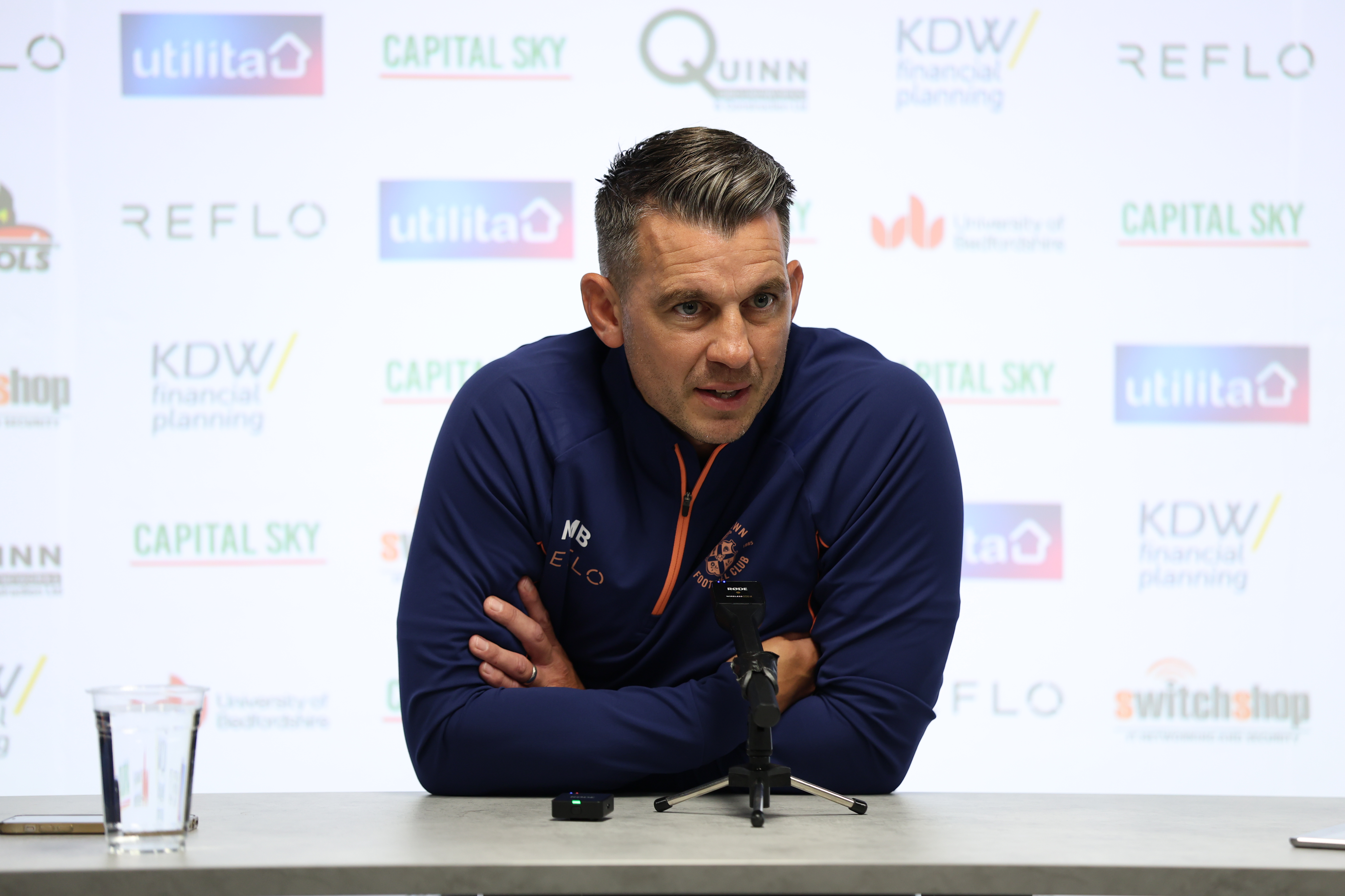 Matt Bloomfield speaks to the press ahead of the season opener with AFC Wimbledon.