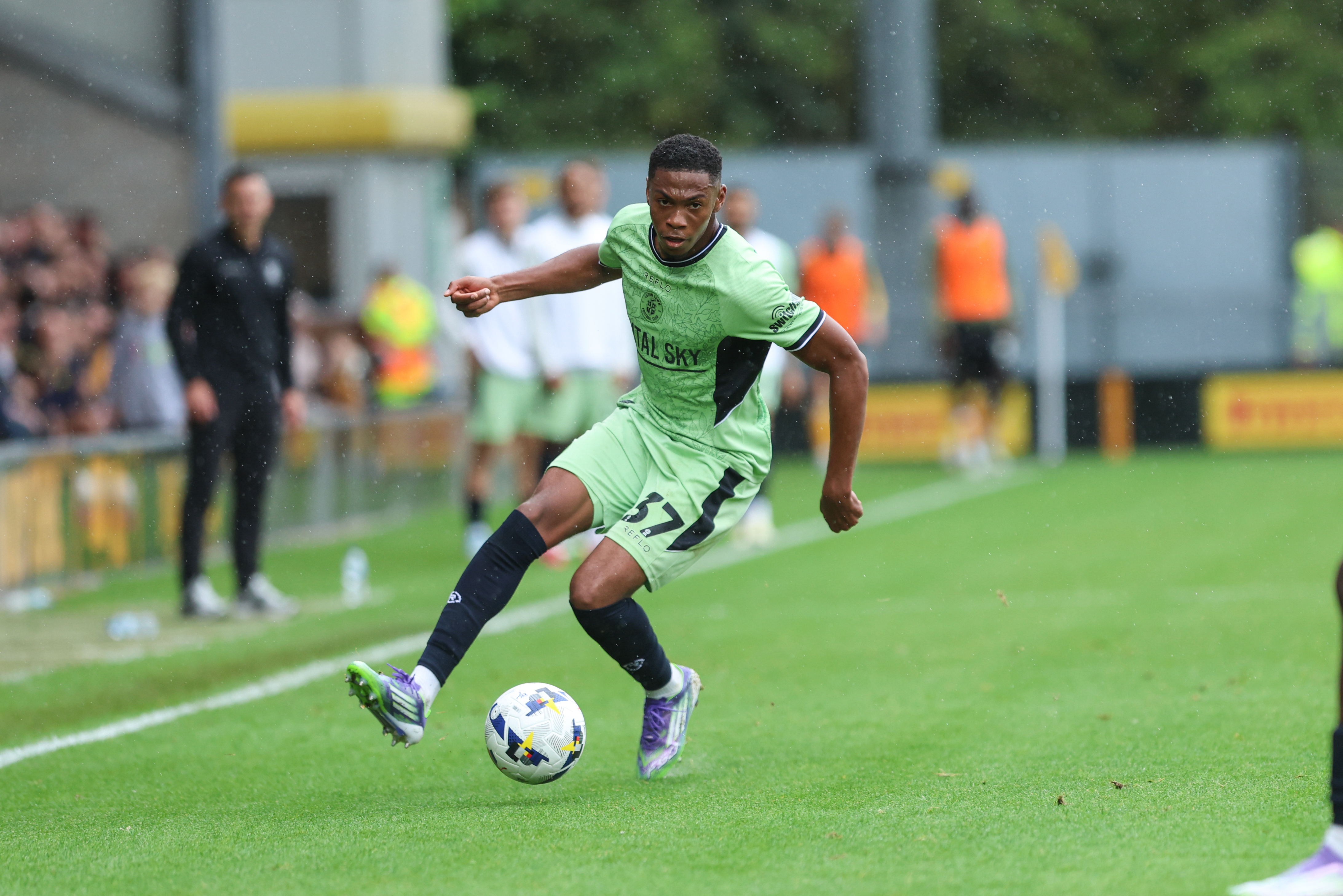 Zack Nelson in action for the Hatters in the 3-0 win at Burton Albion.