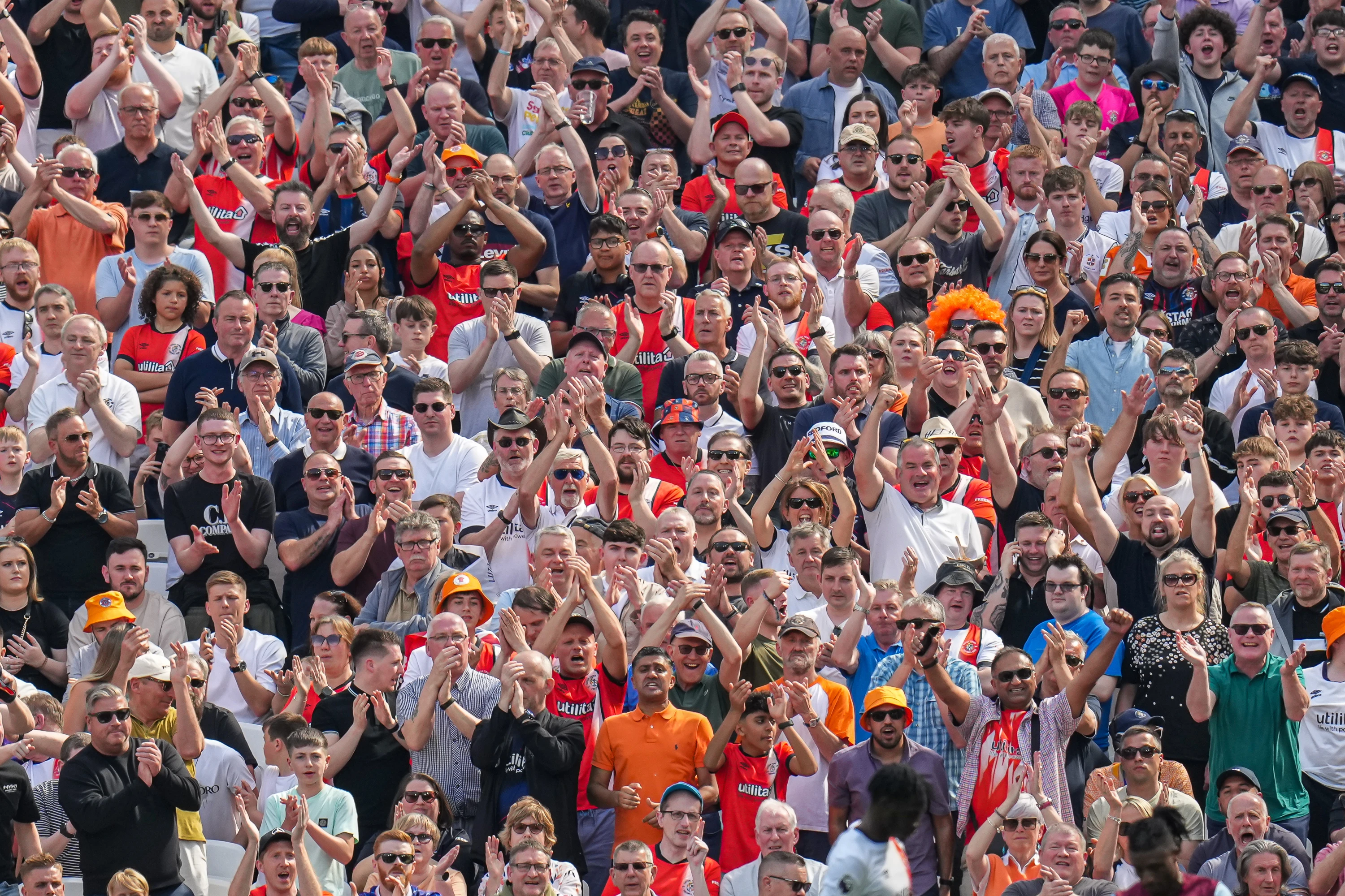 Luton Town supporters at London Stadium in May 2024