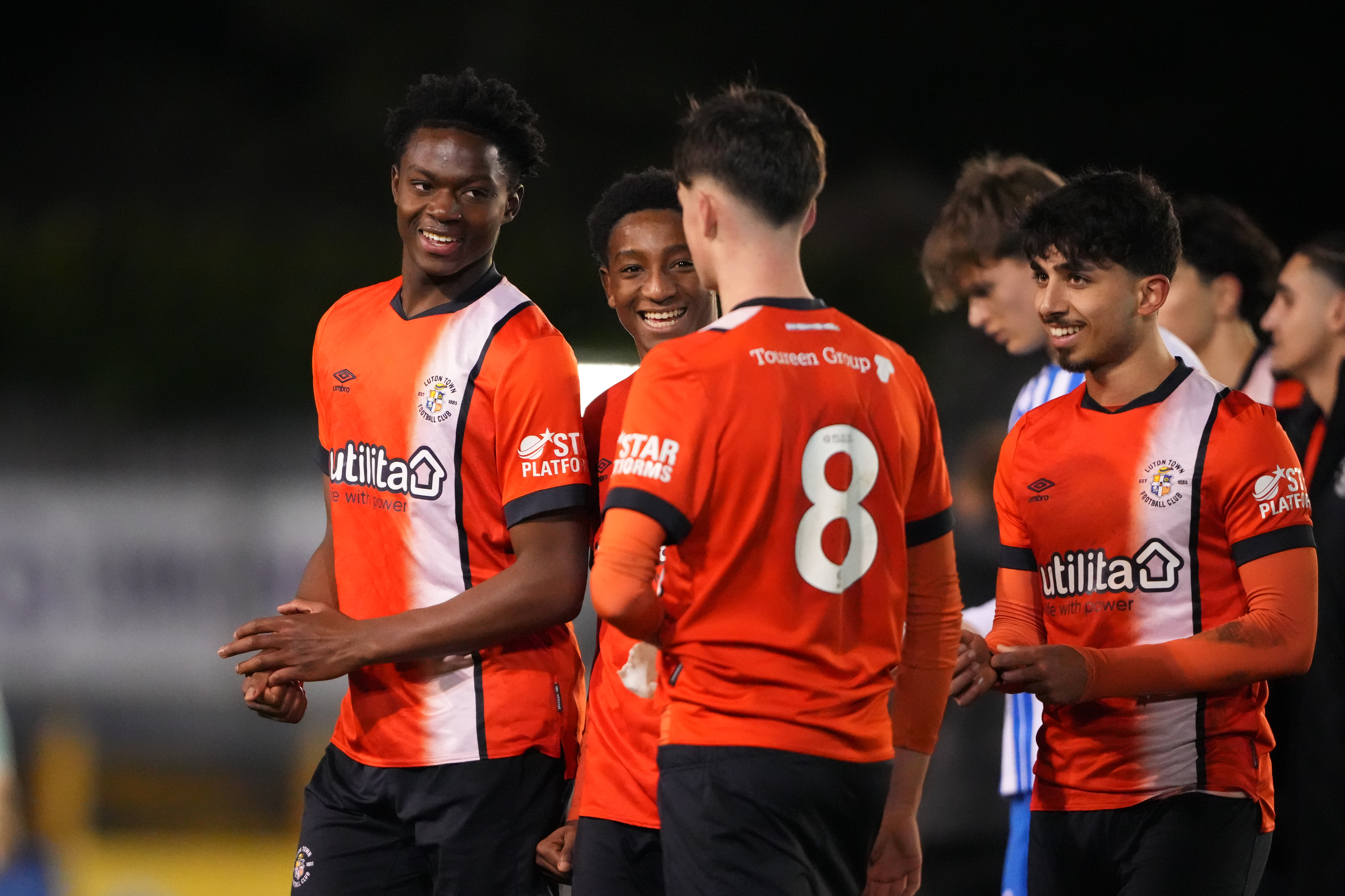 Christian Chigozie is all smiles at the end of the Hatters U21s' Premier League Cup win over Brighton.