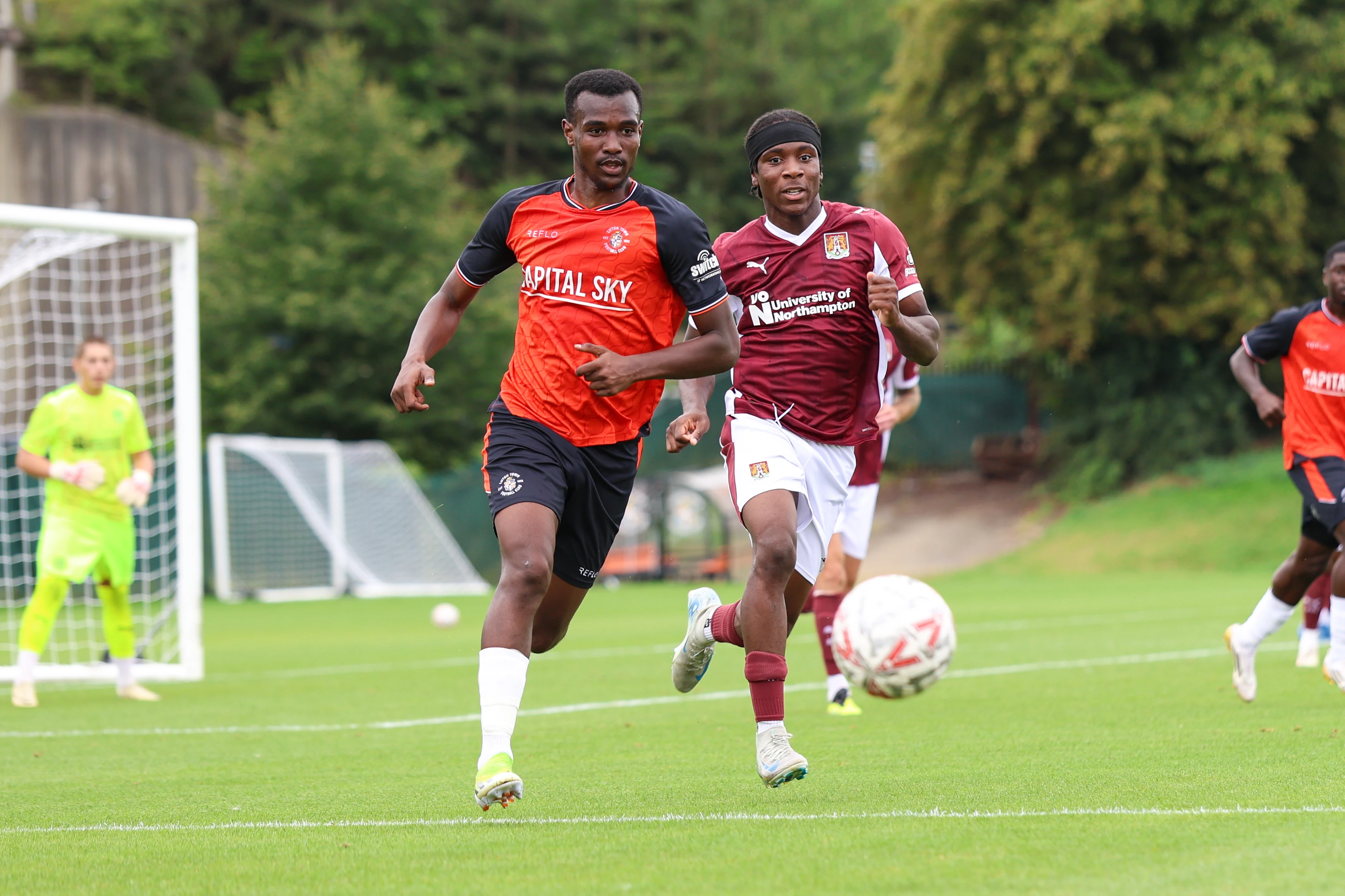 Claude Kayibanda in action for the Hatters U21s v Northampton at The Brache.