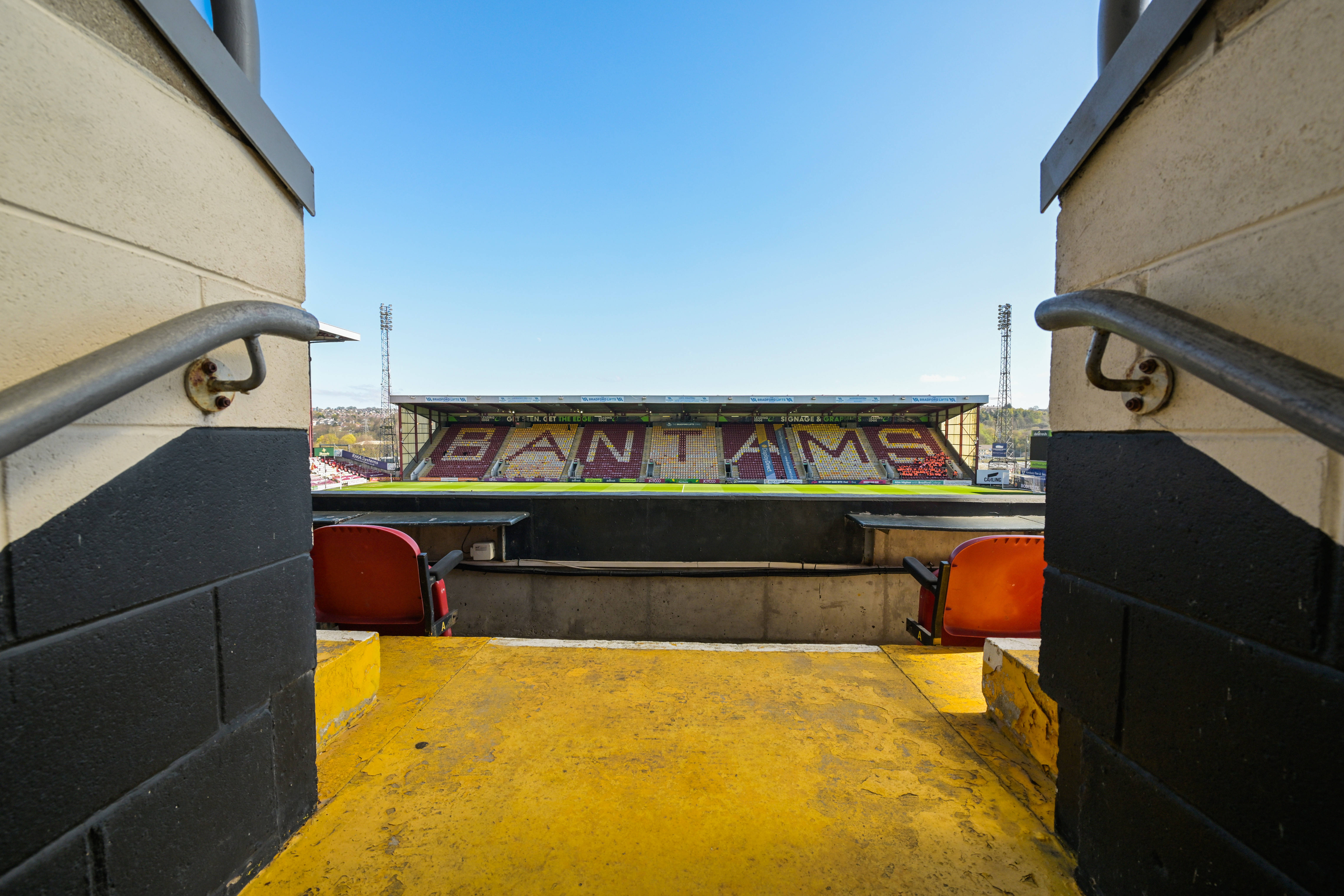 Valley Parade, known as University of Bradford Stadium for sponsorship reasons.