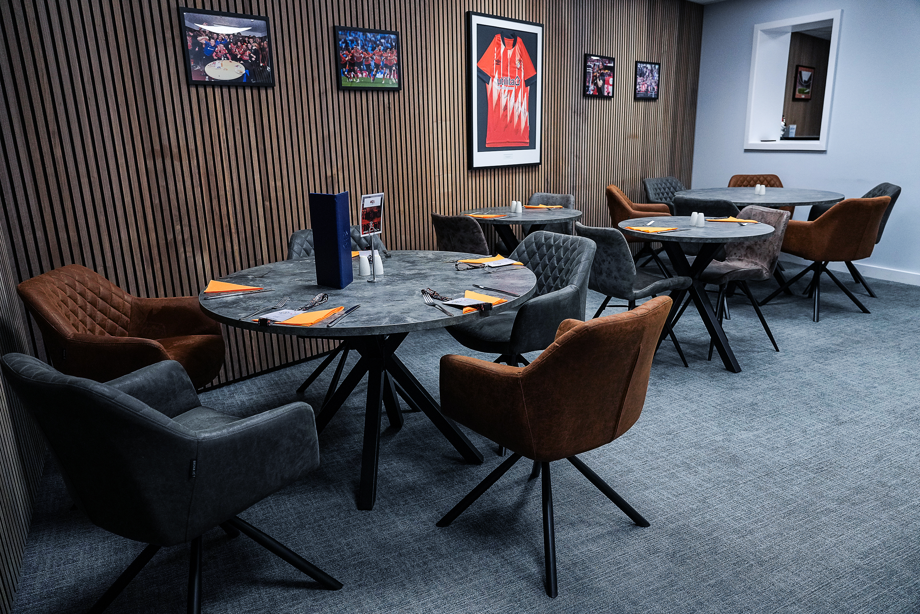 A picture of the Boot Room set up for hospitality at Kenilworth Road