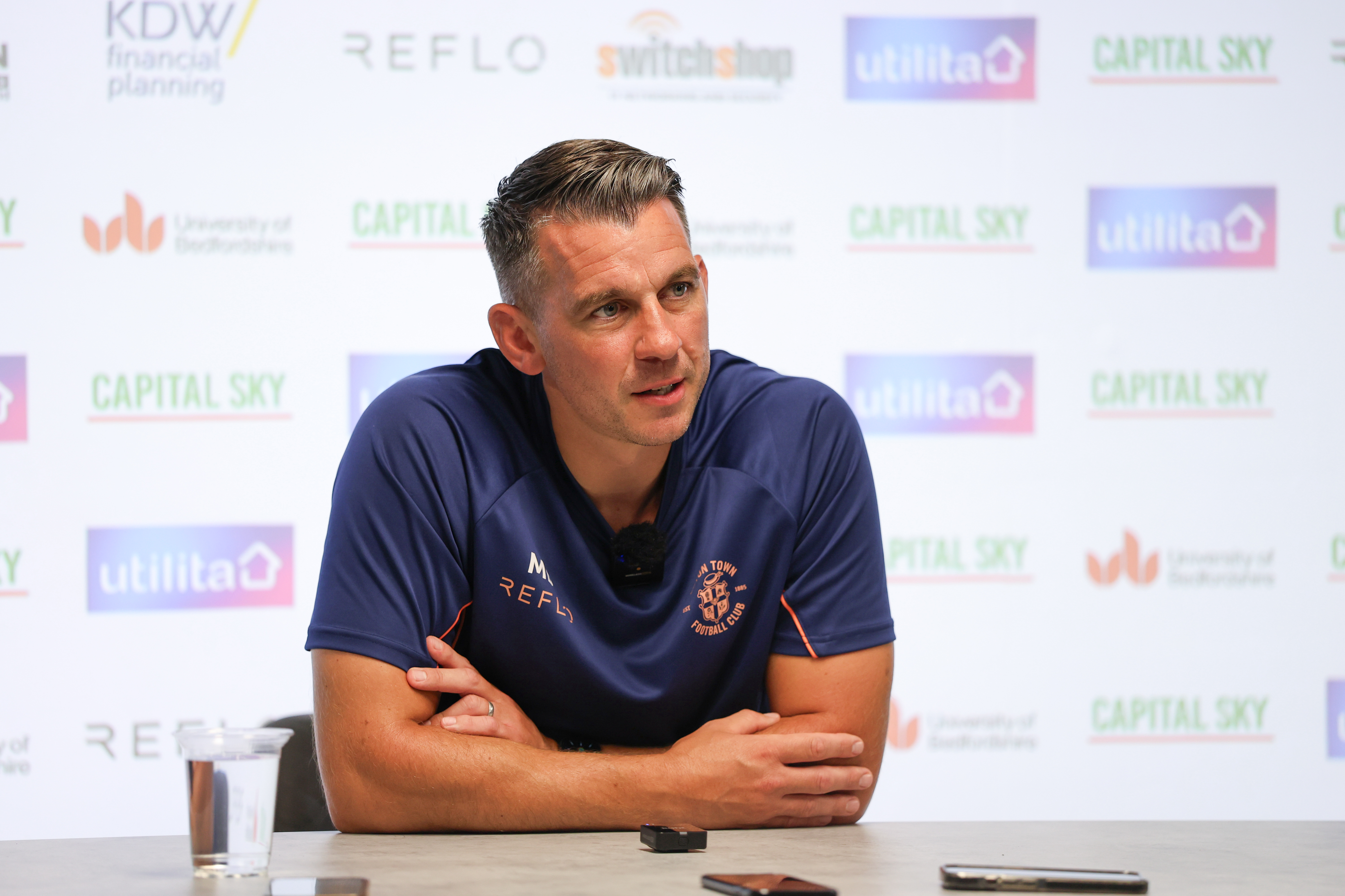 Luton Town manager Matt Bloomfield speaks to the press ahead of the game away at Peterborough.