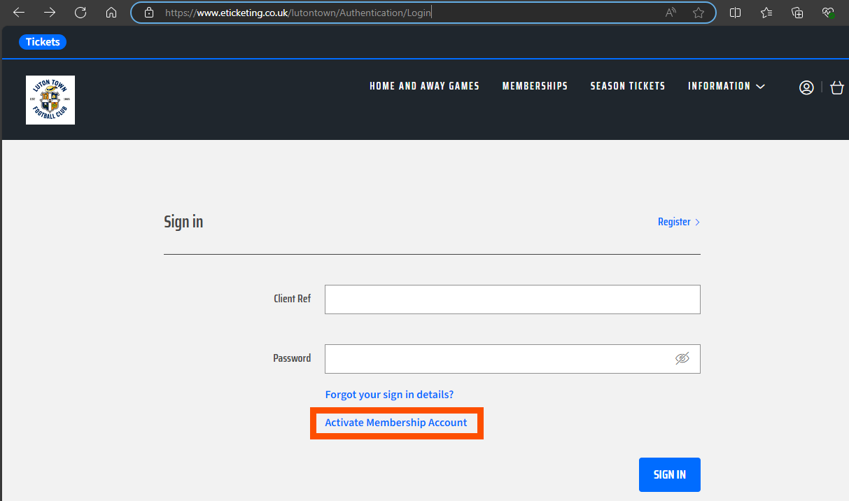 Activate membership account