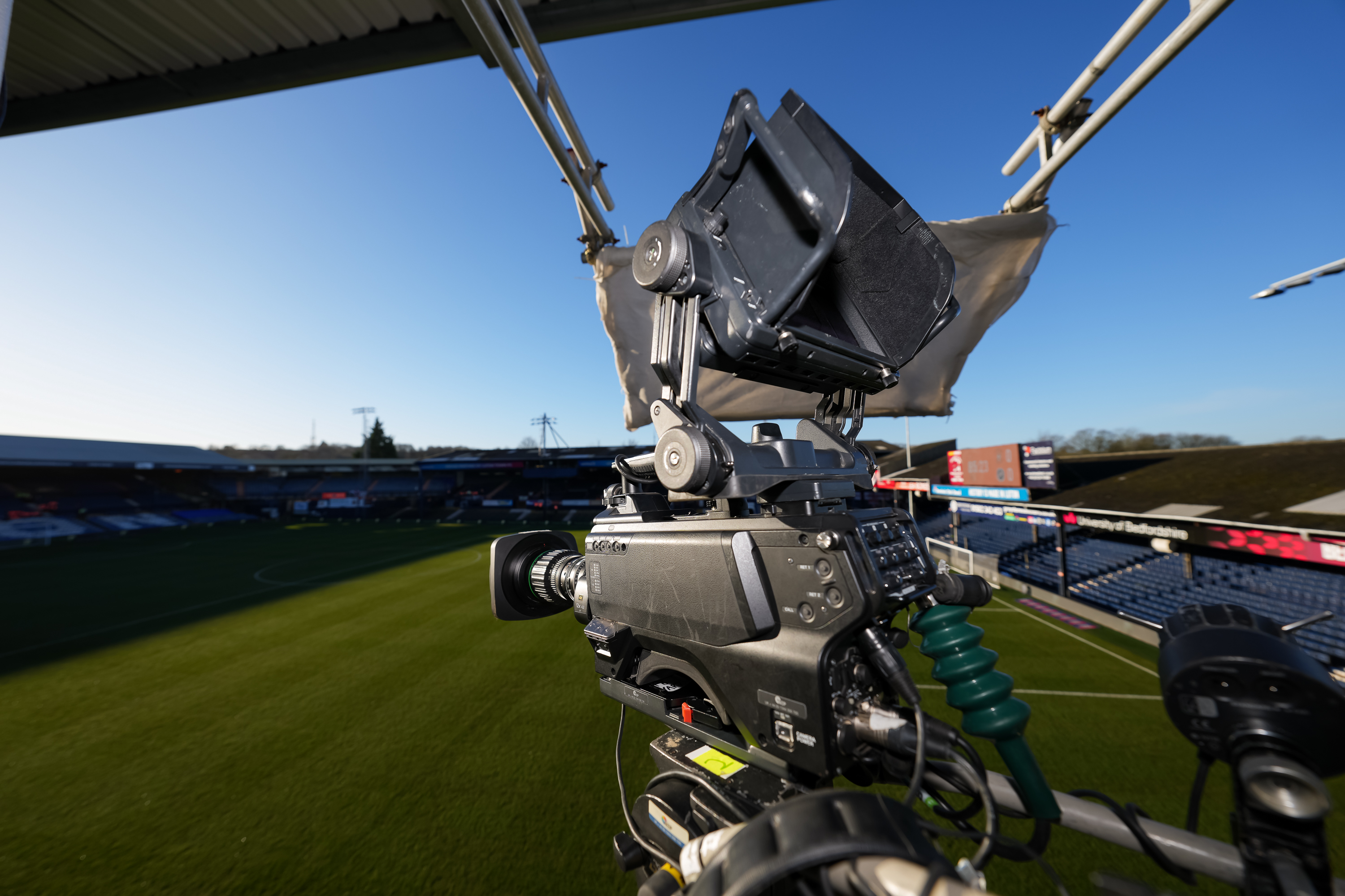 A broadcast camera at Kenilworth Road.