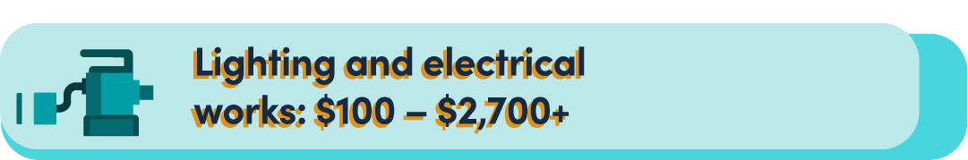 $100 to $2,700 lighting and electrical works cost breakdown for room renovations