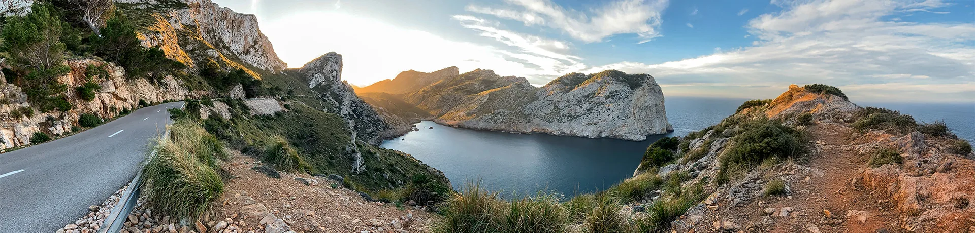 Panoramic view of the bay of formentor in Mallorca, Spain