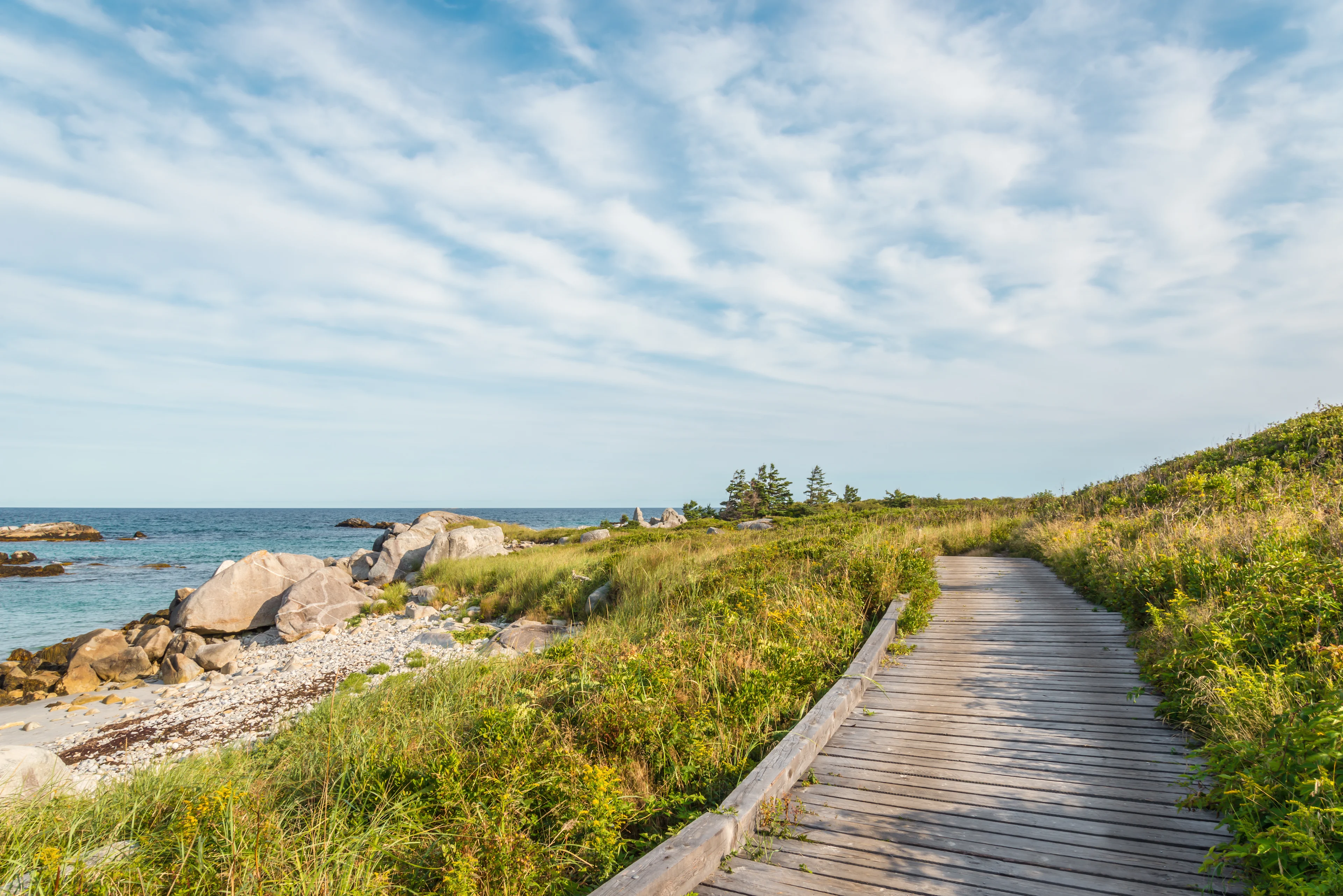 Boardwalk at Keji Seaside trail (South Shore, Nova Scotia, Canada) 