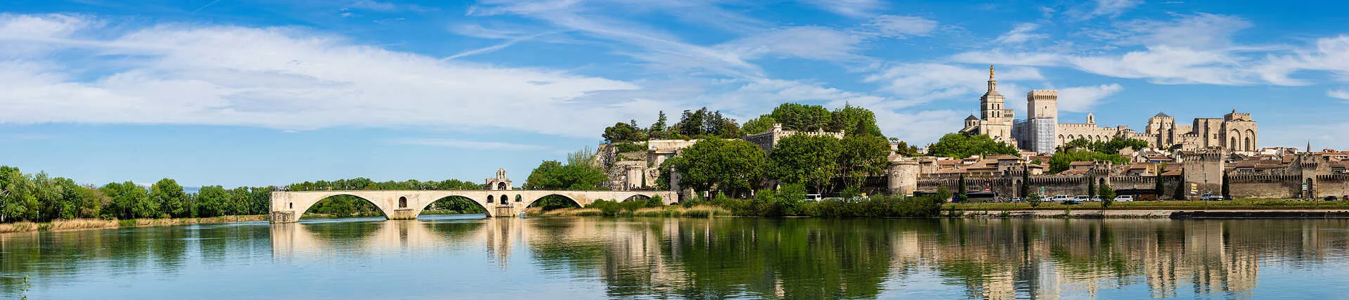 Vue panoramique de la ville d'Avignon, sur le Rhône, en France 