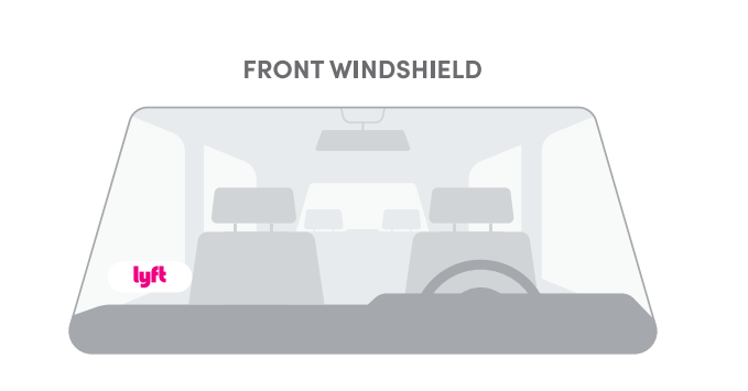 Indique où placer la vignette Lyft sur le pare-brise avant.