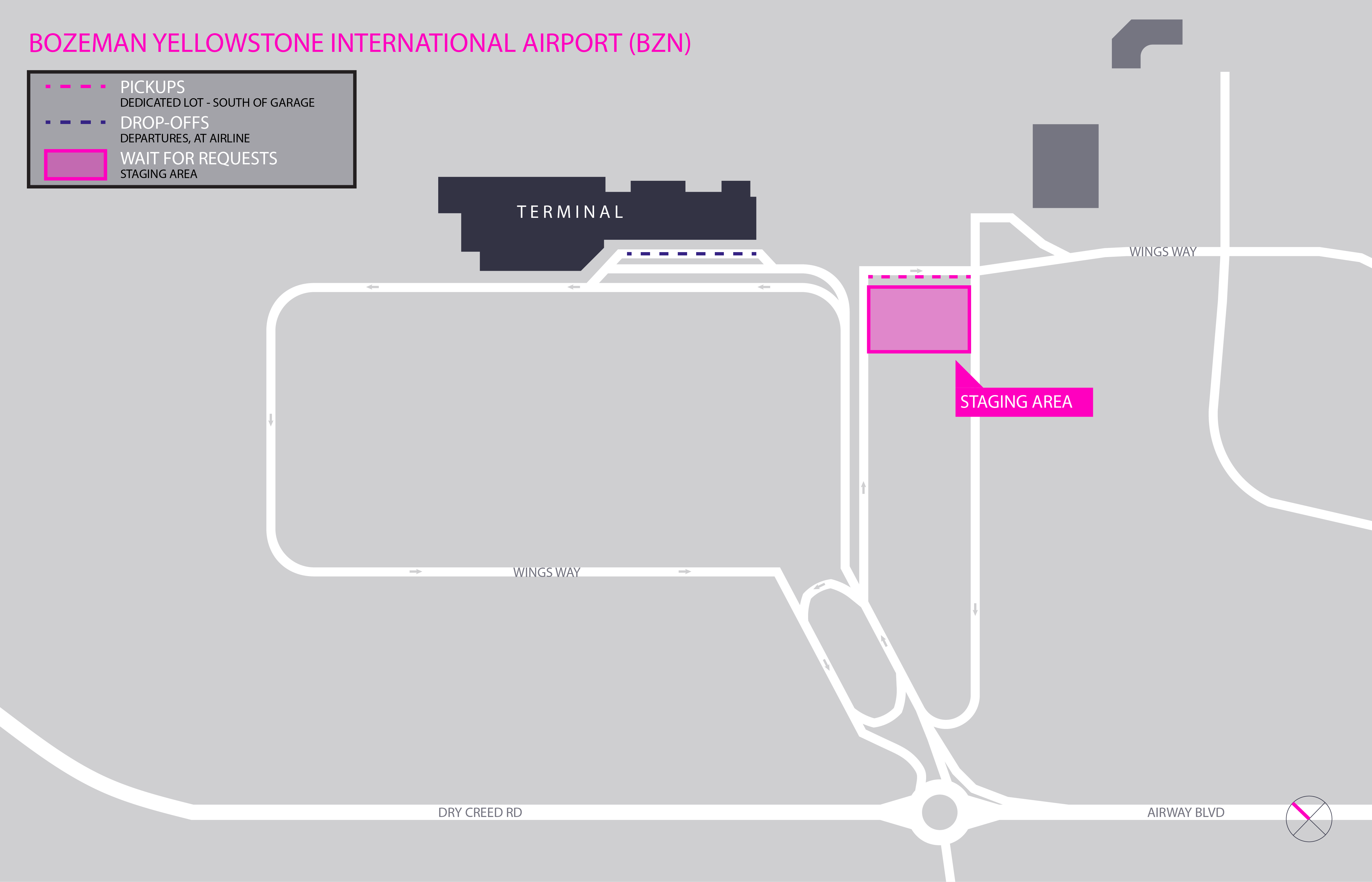 Mapa do Bozeman Yellowstone International Airport