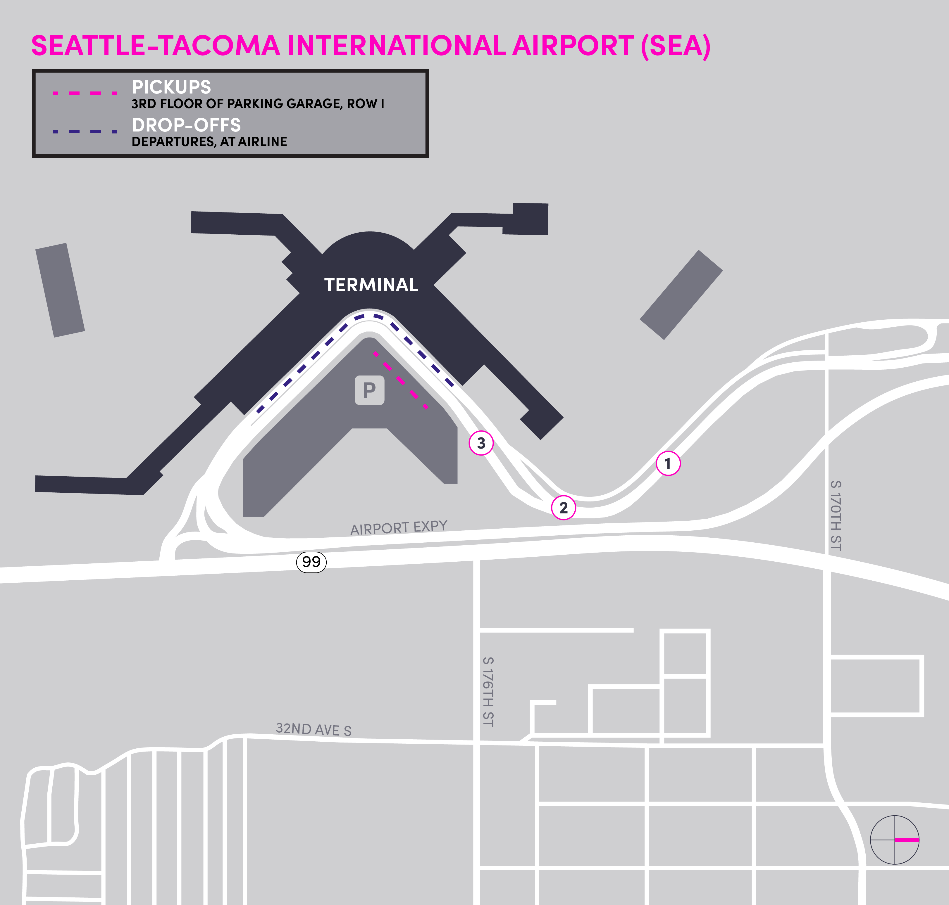 Mapa del Aeropuerto Internacional de Seattle-Tacoma