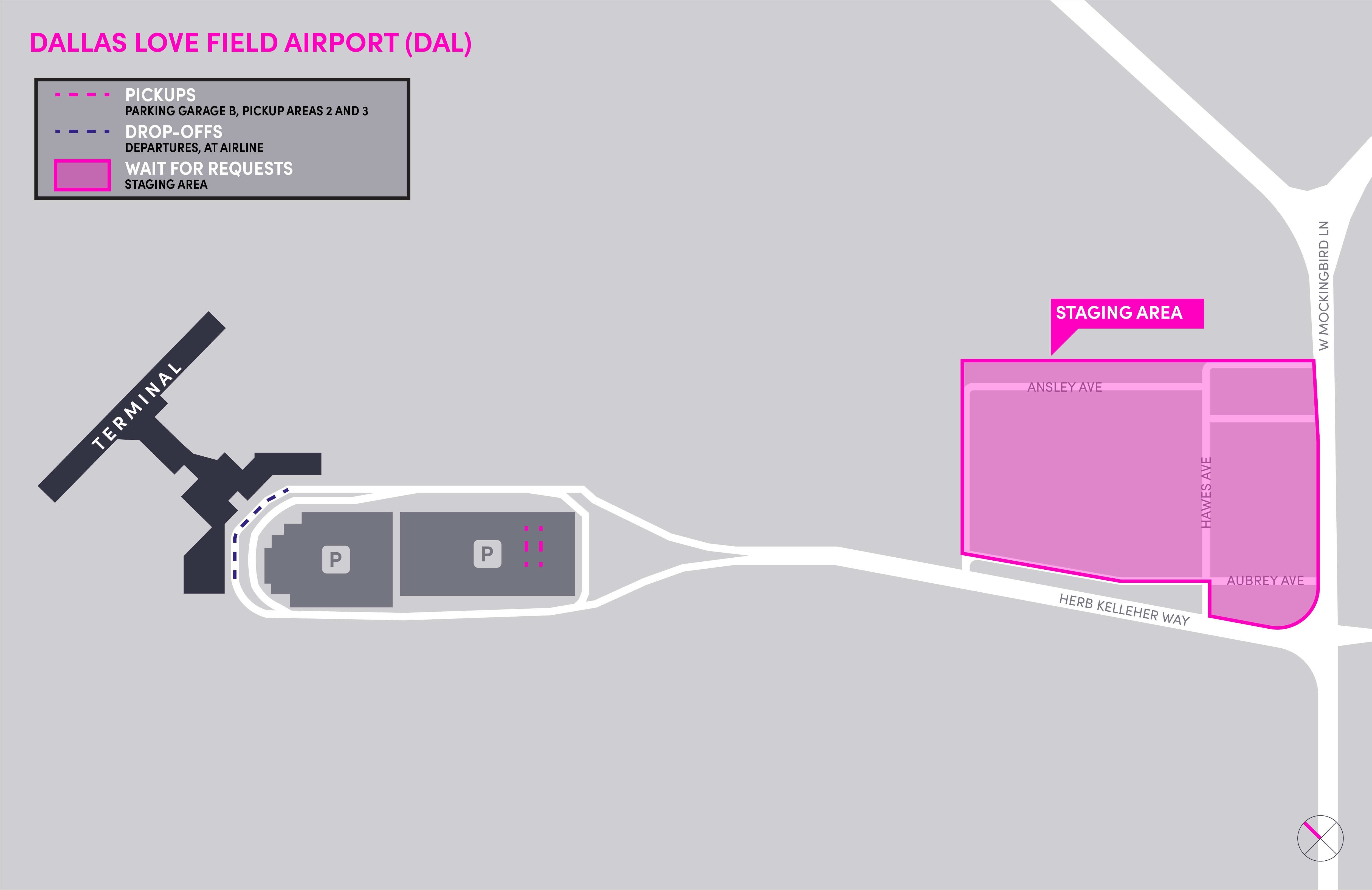 Mapa do Dallas Love Field Airport