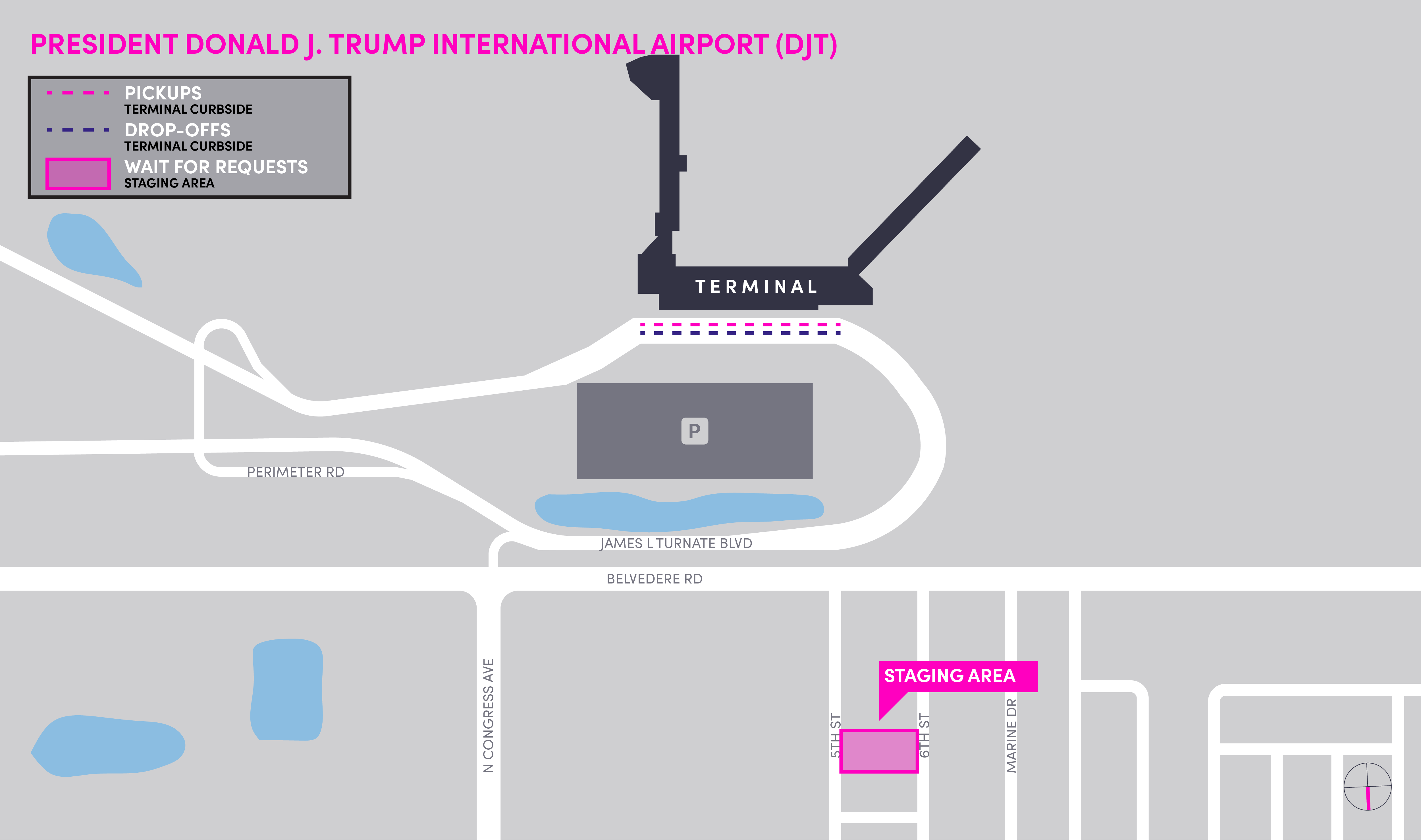 Map of President Donald J. Trump International Airport