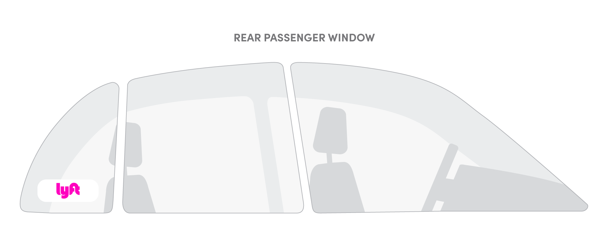 Esta imagem mostra onde colocar o emblema da Lyft no para-brisa para motoristas de DMW.