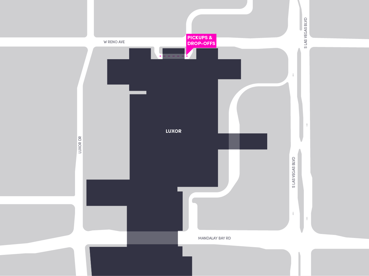 Map of the pickup and drop-off area at Luxor in Las Vegas.