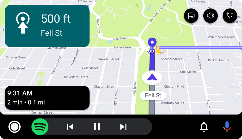 Cette image montre à quoi ressemble Lyft Map lorsque vous utilisez Android Auto.