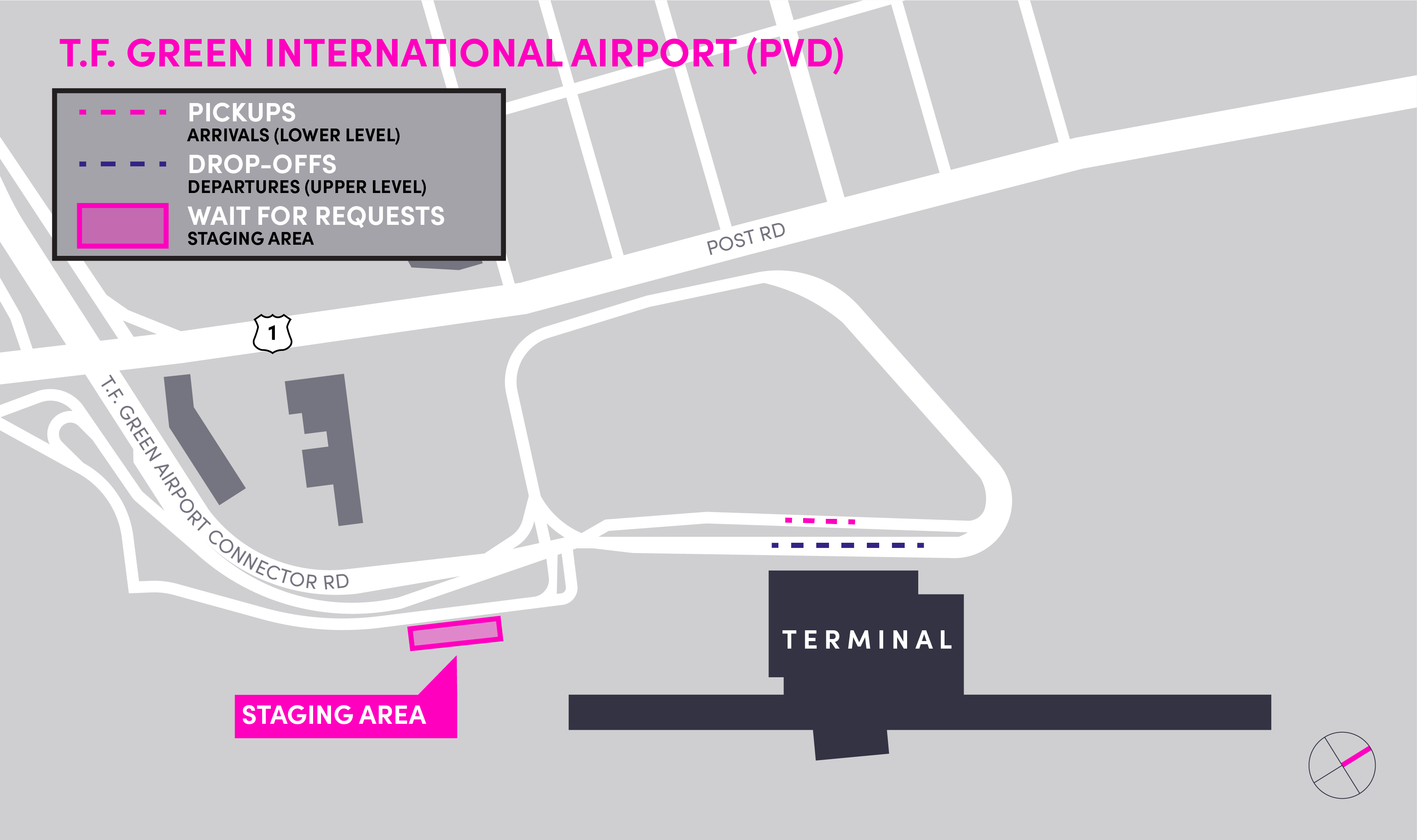 Mapa del Aeropuerto Internacional T.F. Green