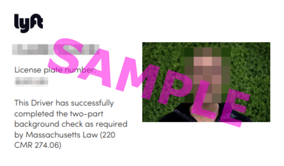 This image provides an example of the Lyft Driver ID certificate.