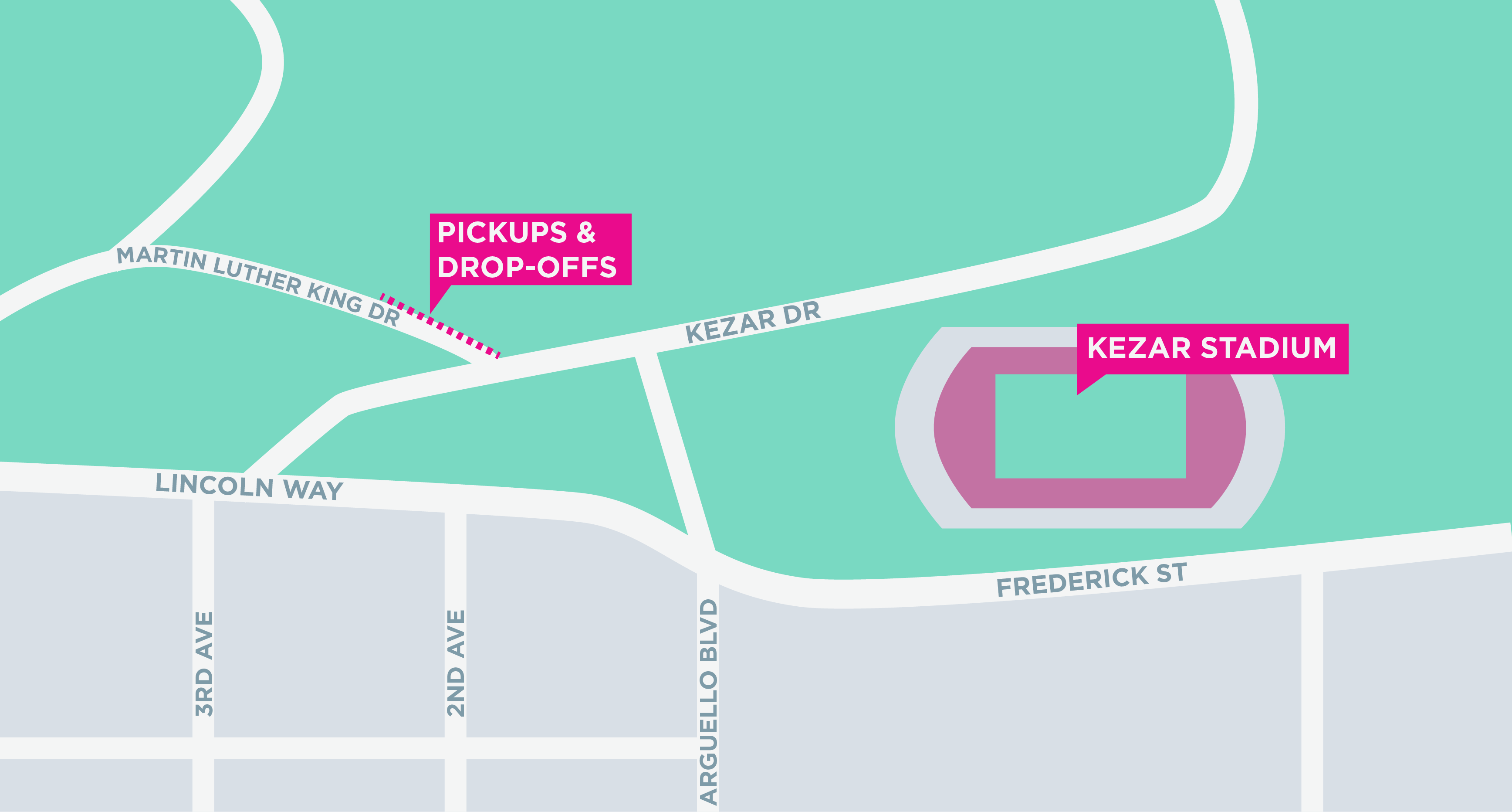 Map of Kezar Stadium in San Francisco, CA