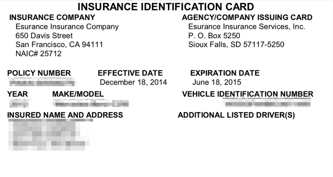 This is an Insurance ID Card Example.