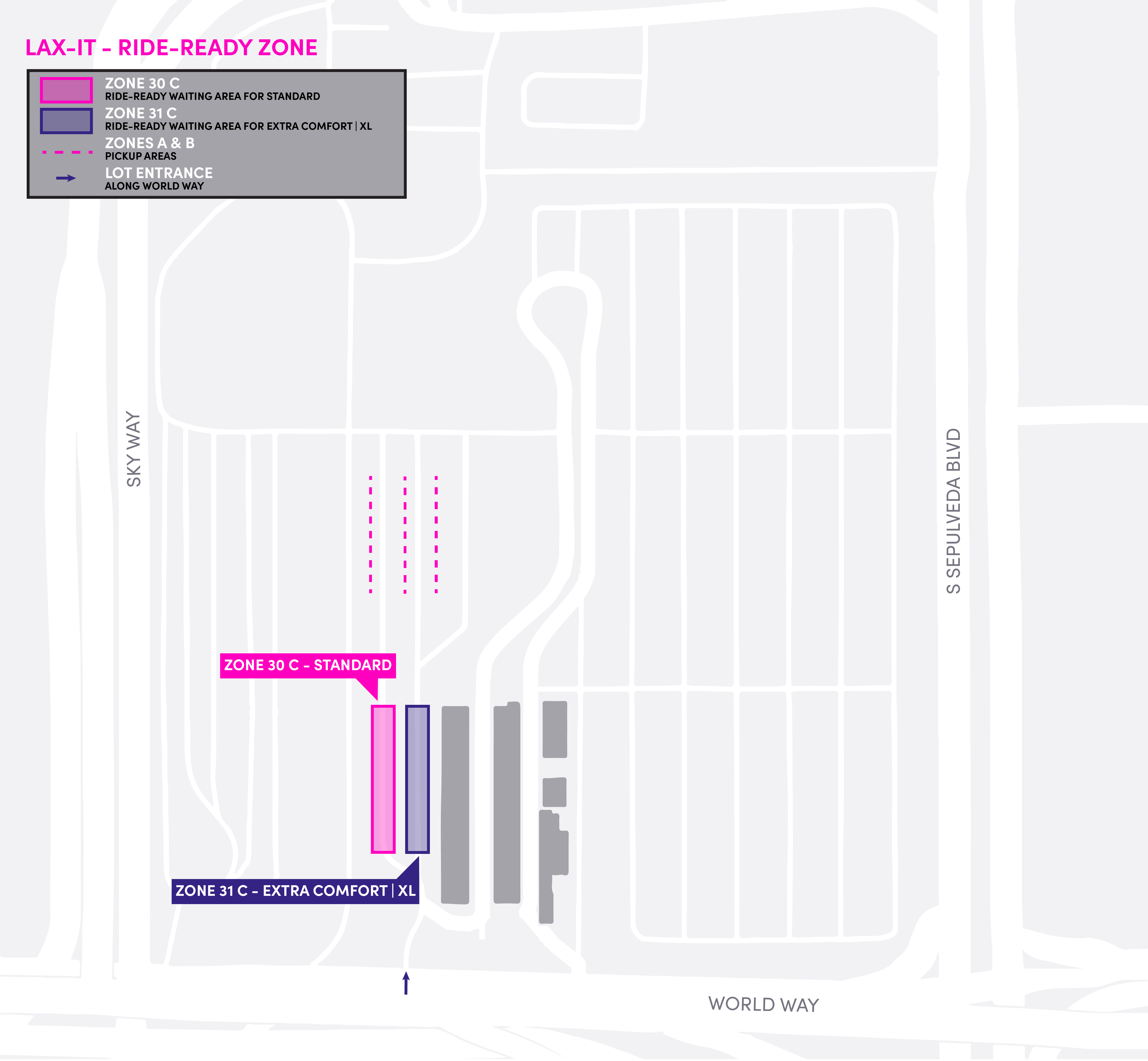 Mapa do LAX-it Lot no Los Angeles International Airport