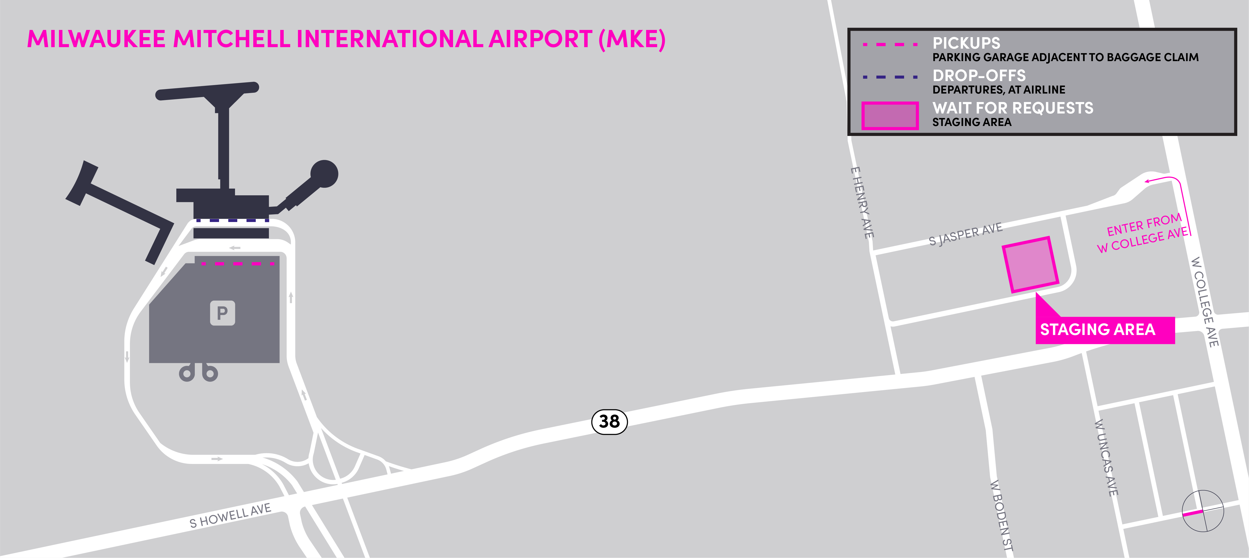 Map of Milwaukee Mitchell International Airport