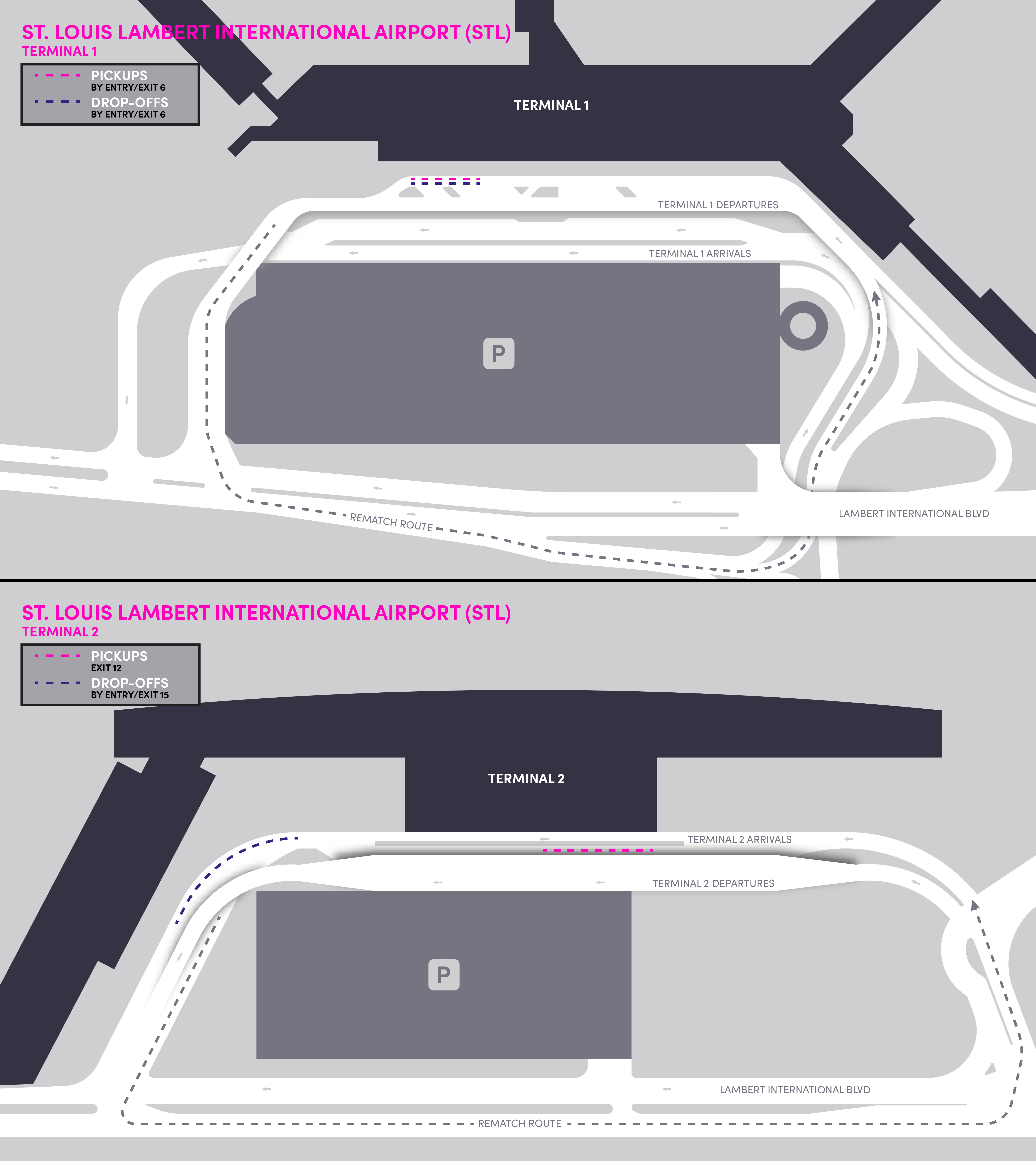 Mapa de las terminales del Aeropuerto Internacional de St. Louis