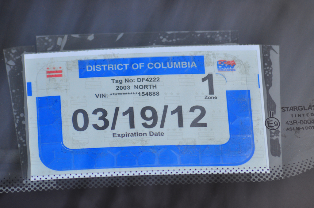 This is a DCA Temporary License Plate Example.