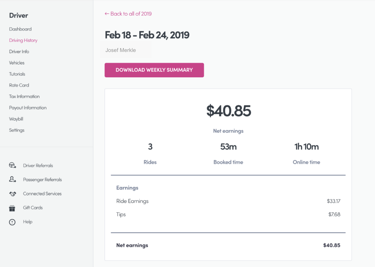 This image shows a Weekly Pay Statement Example.