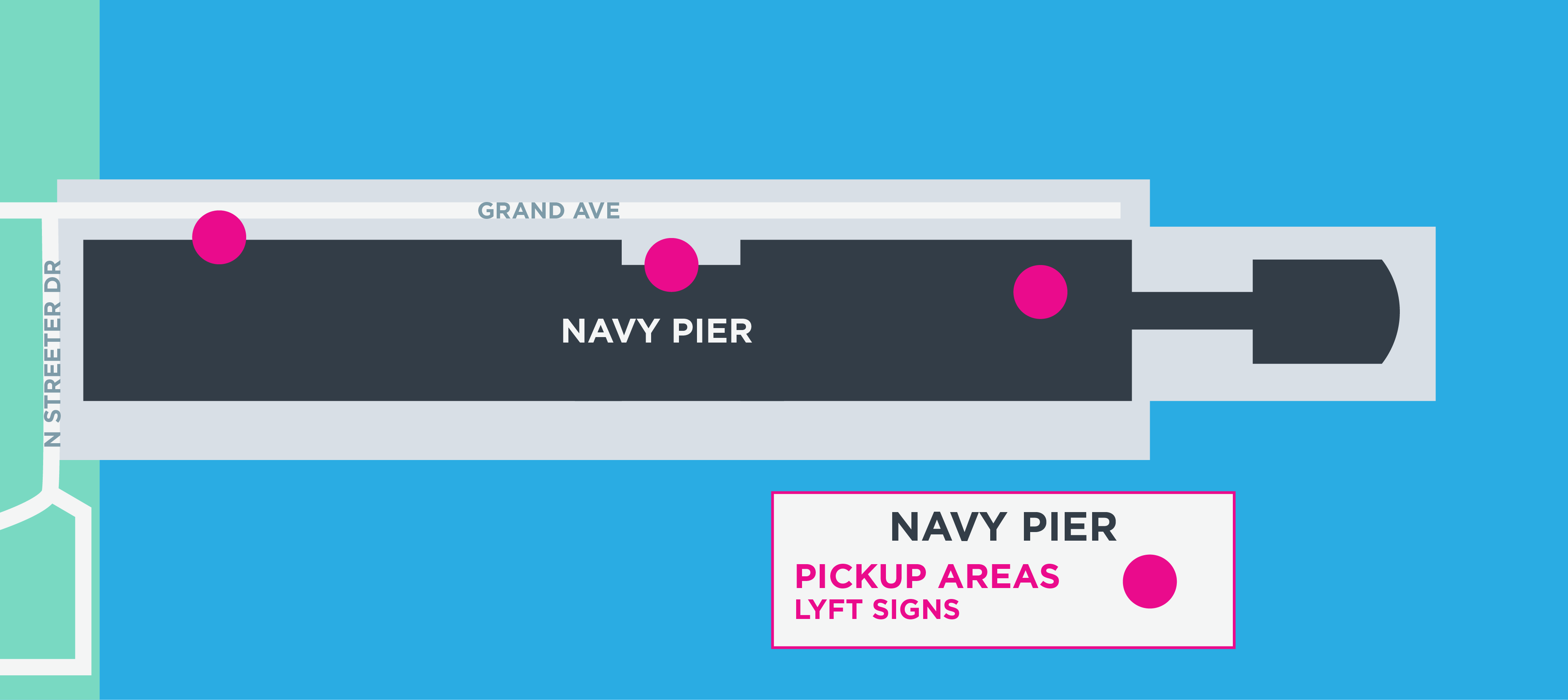 Map of Navy Pier Pickup Areas