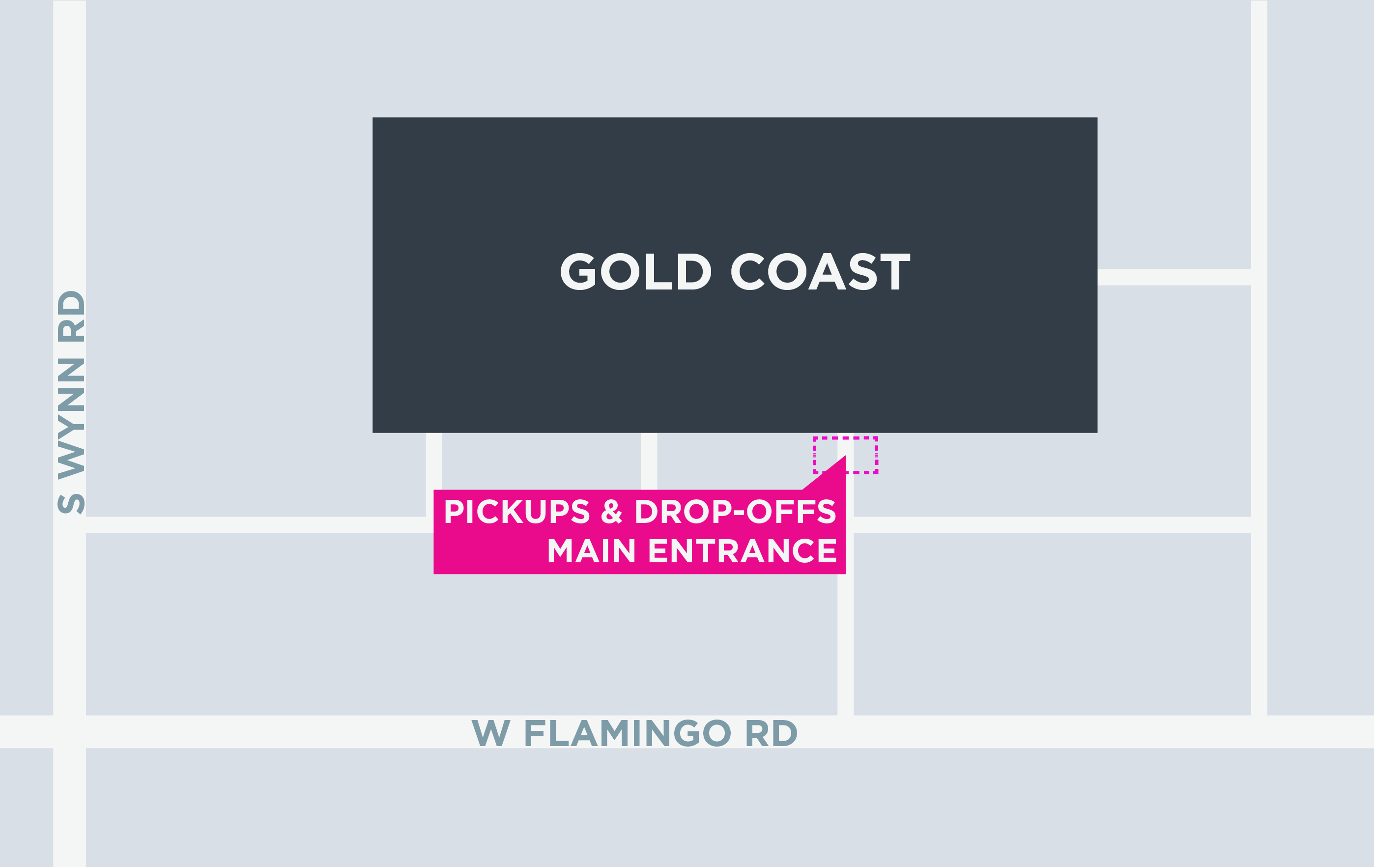 Map of the pickup and drop-off area at the Gold Coast in Las Vegas.