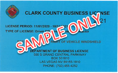 This image shows an example of a Clark County license card.