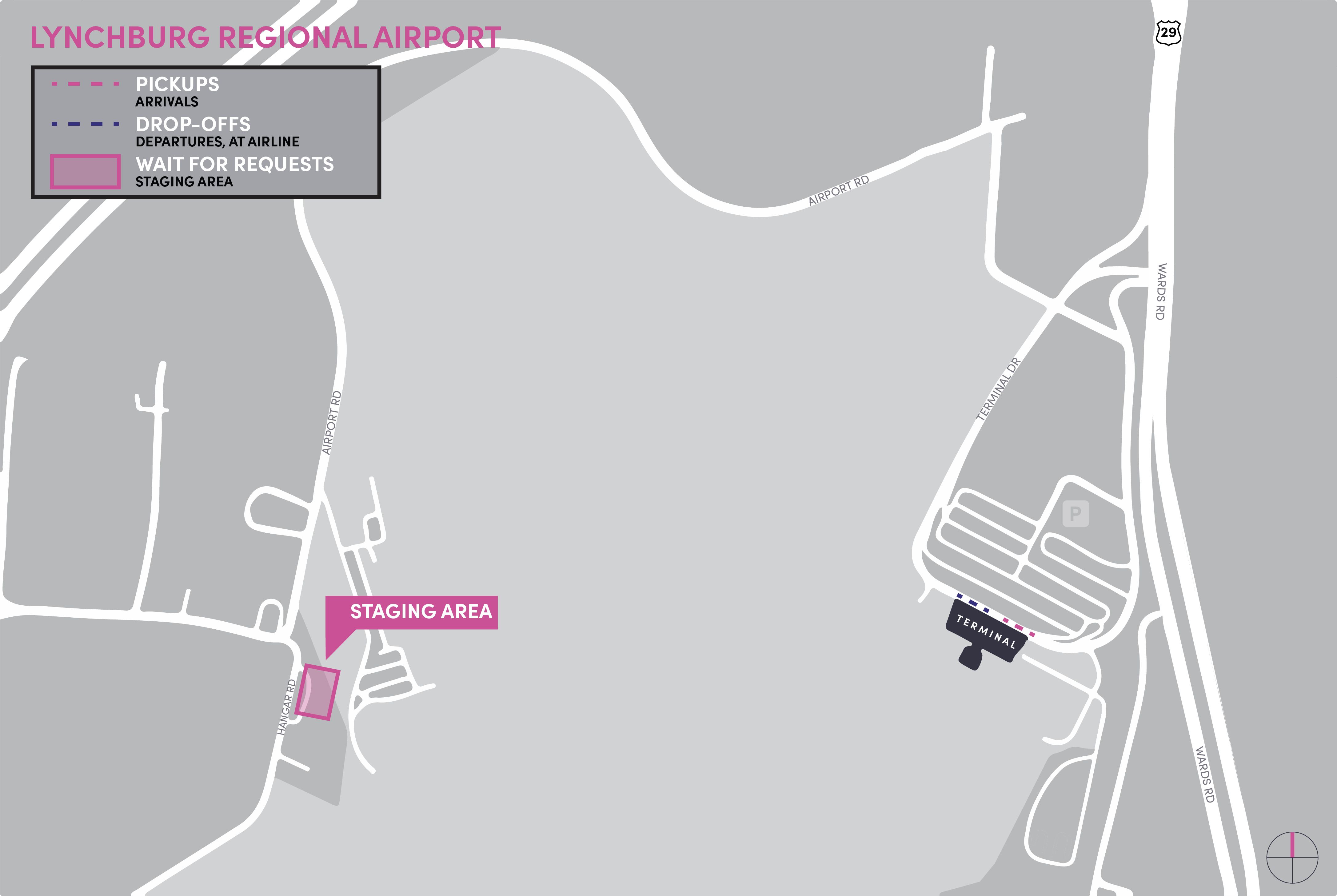 Mapa do Aeroporto Regional de Lynchburg