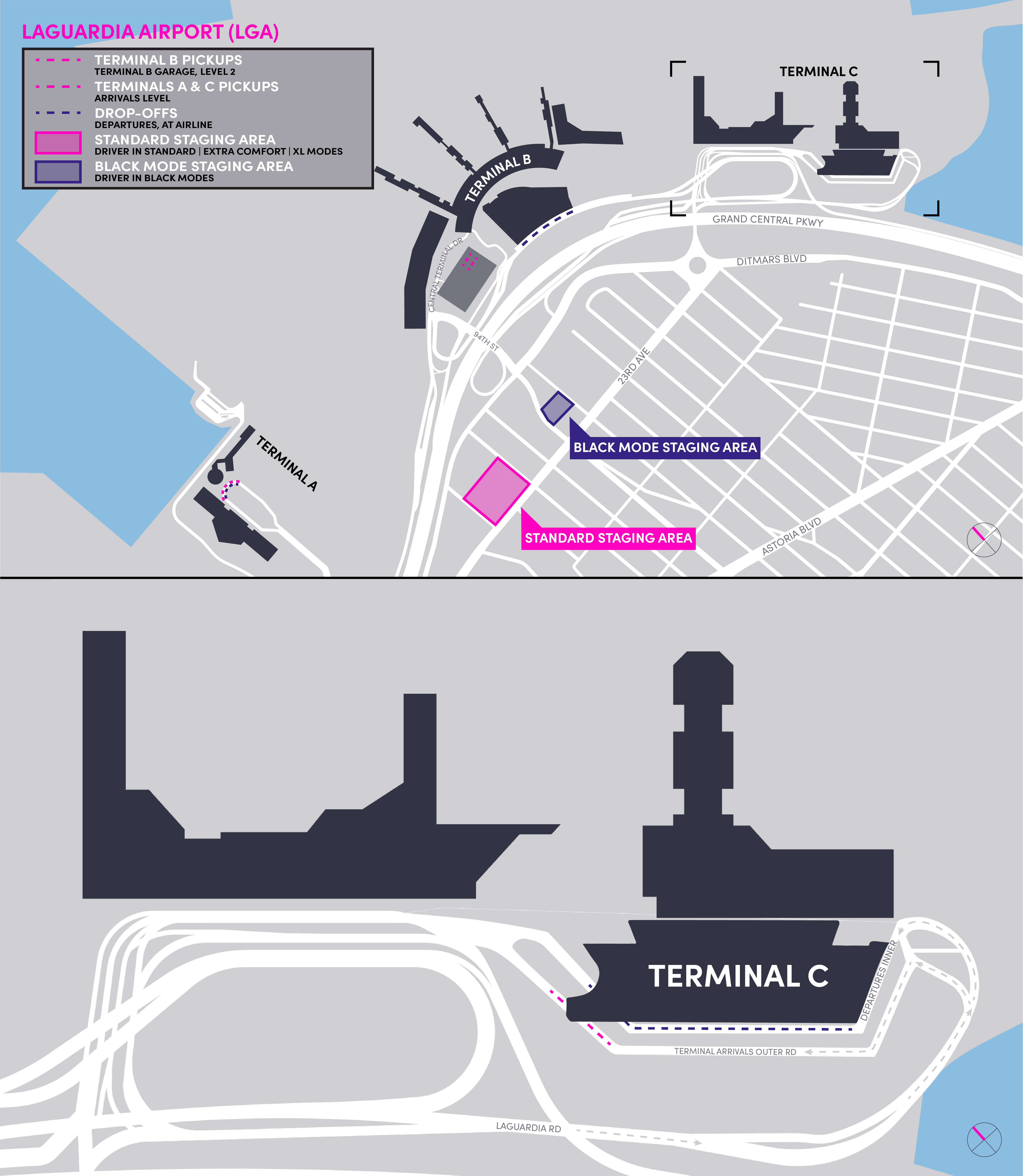 Map of the staging area at Laguardia International Airport