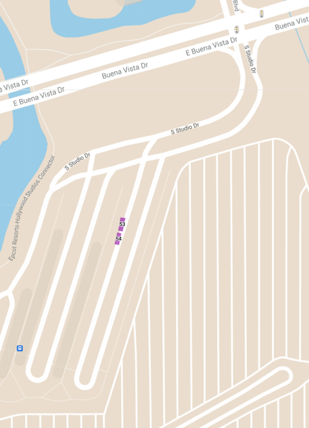 Map of the pickup area at Disney's Hollywood Studios