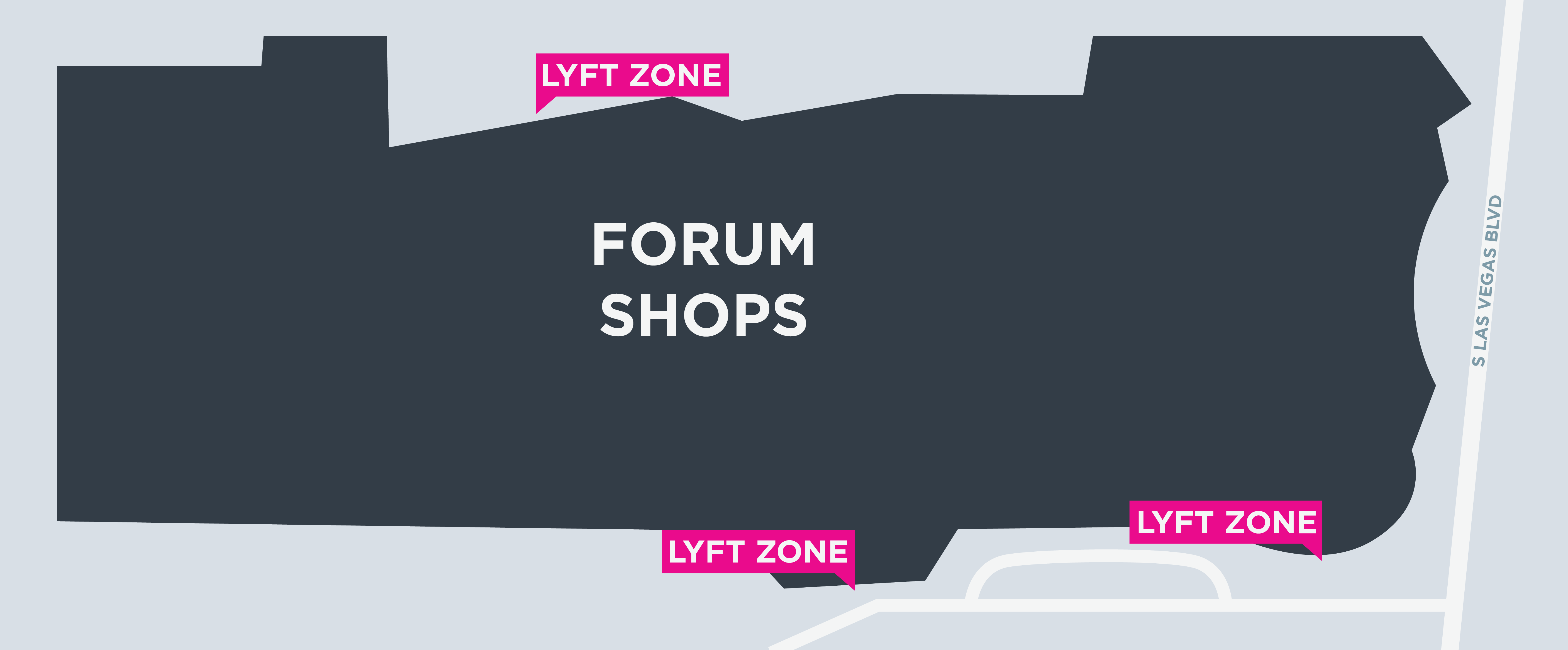 Map of the Lyft zones at Forum in Las Vegas.