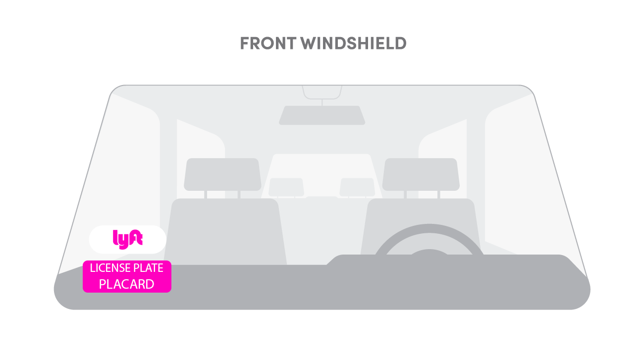 Shows where to play Lyft emblem and license plate placard for drivers in South Carolina (SC).