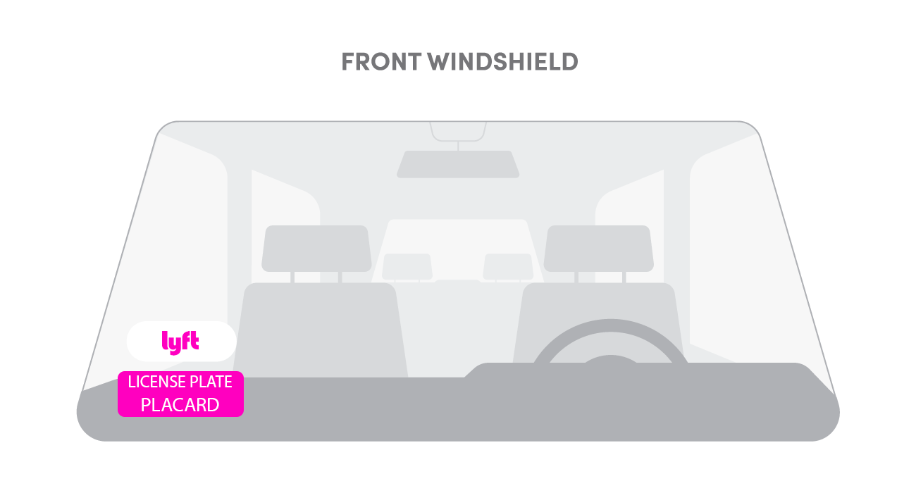 Shows where to play Lyft emblem and license plate placard for drivers in South Carolina (SC).