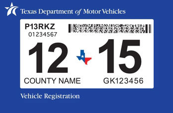 This is an example of the Texas Registration Sticker