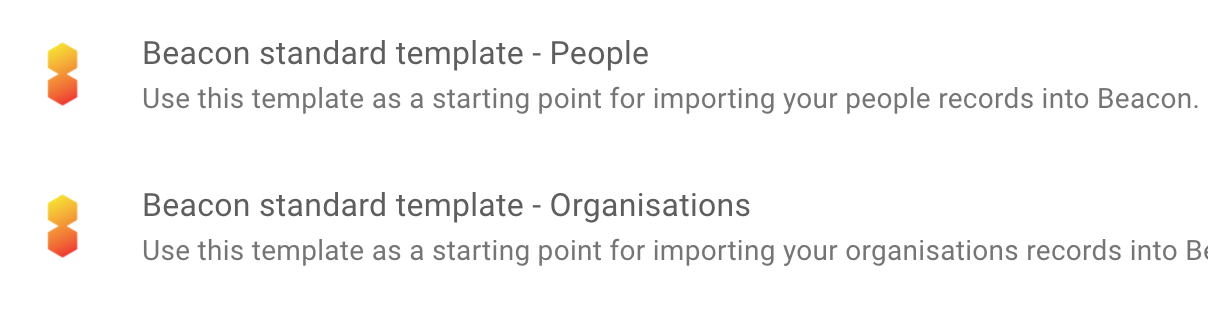 Beacon Standard Templates in library list