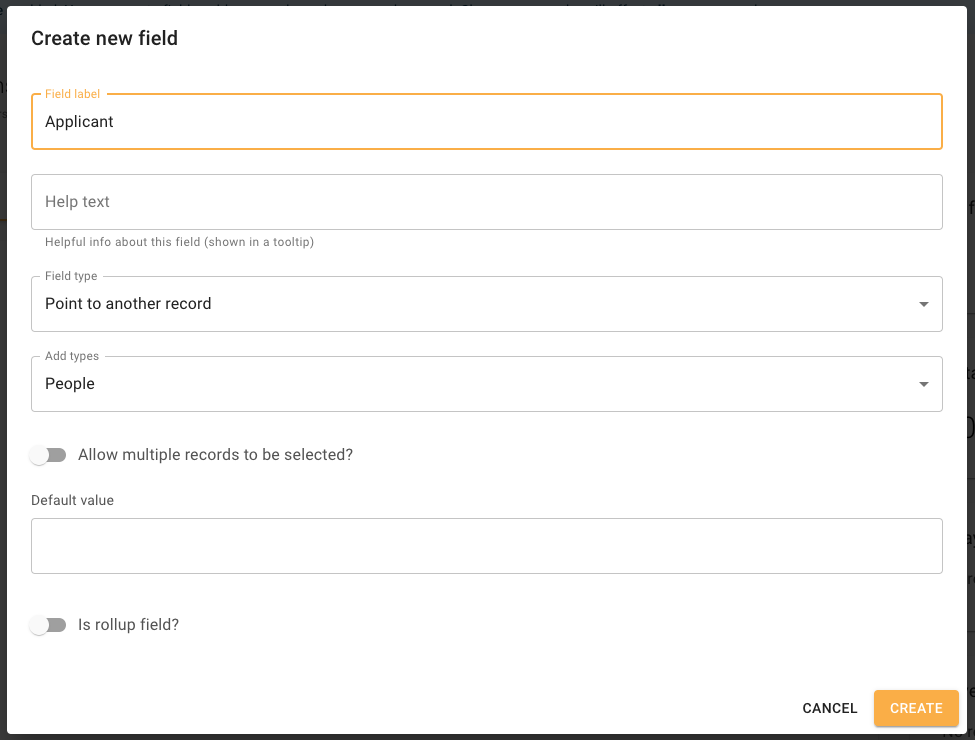 New applicant field