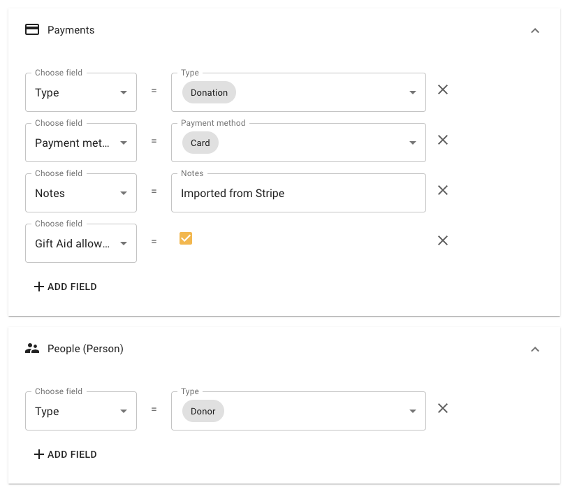 Stripe payments fixed data