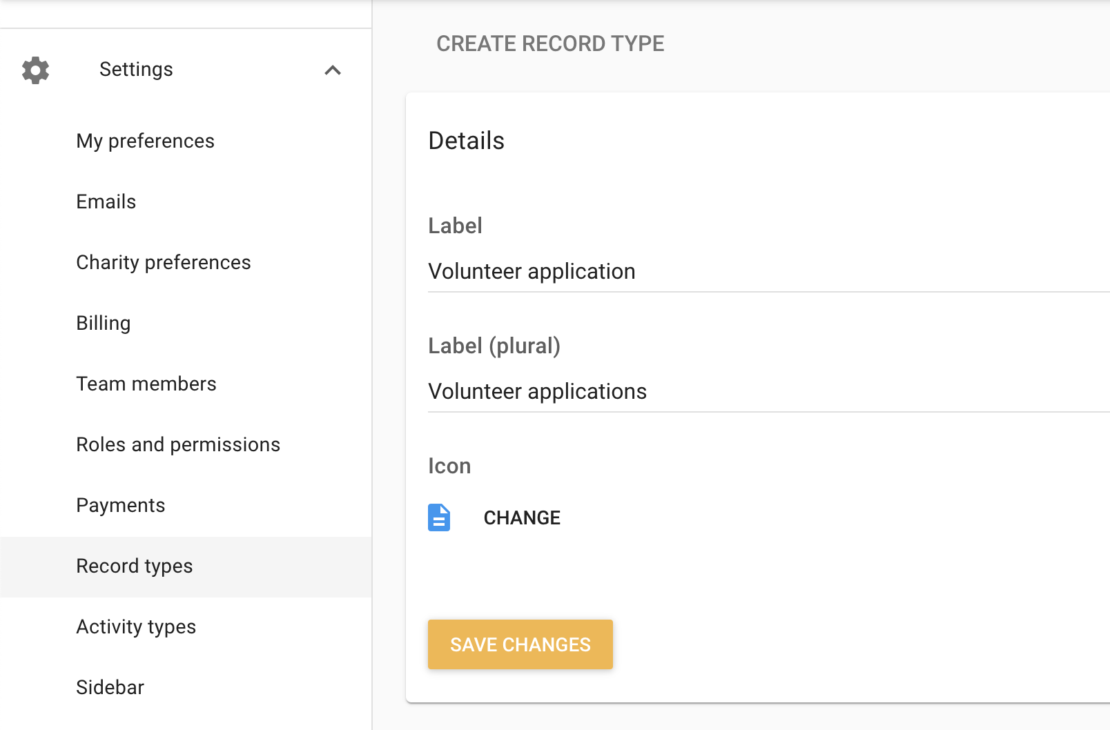 Create new volunteer application record