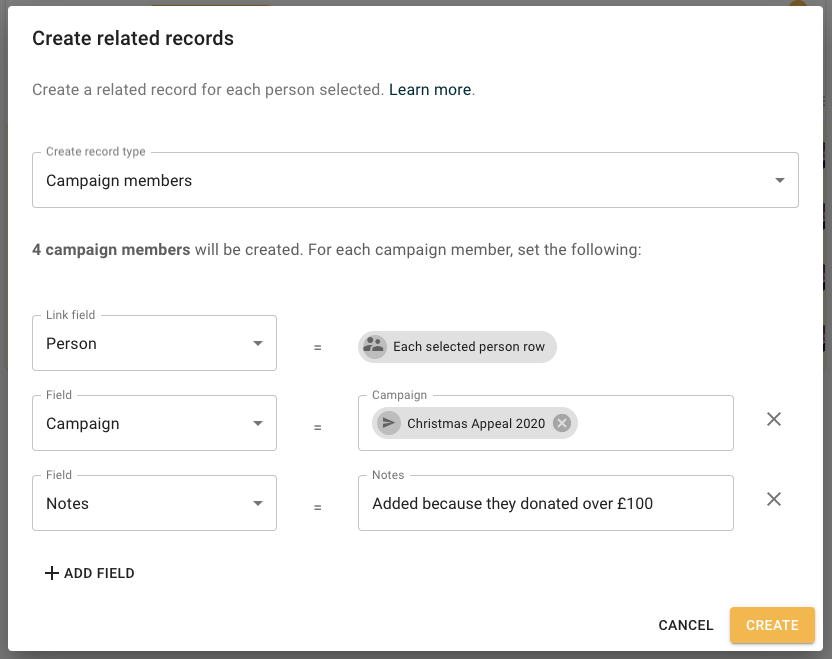 Create related campaign members